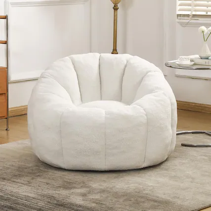 Front. Trinkets Crazed - Bean Bag Chair, Bean Bag Sofa Chair with Armrests Stuffed High-Density Foam, Lazy Sofa Comfy Chairs - white.