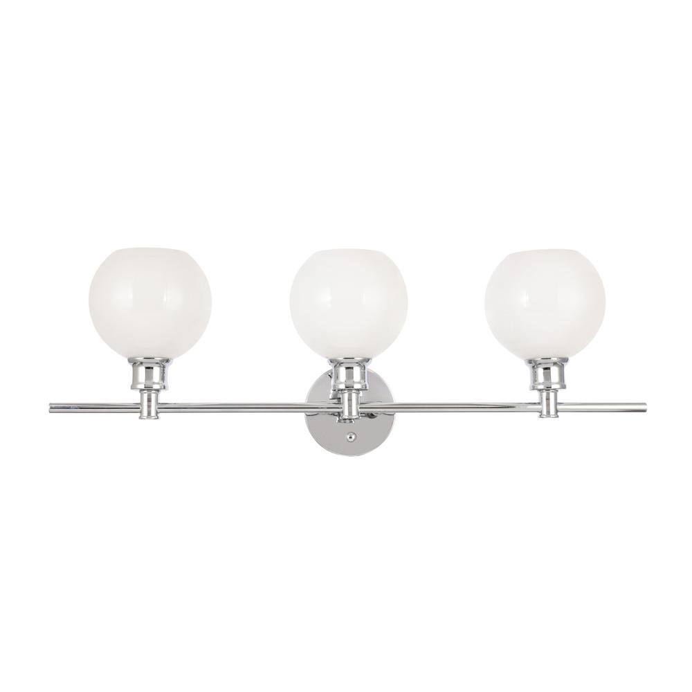Alt View 9. Living District - Collier 3 light Chrome and Frosted white glass Wall sconce - Chrome And Frosted White Glass.