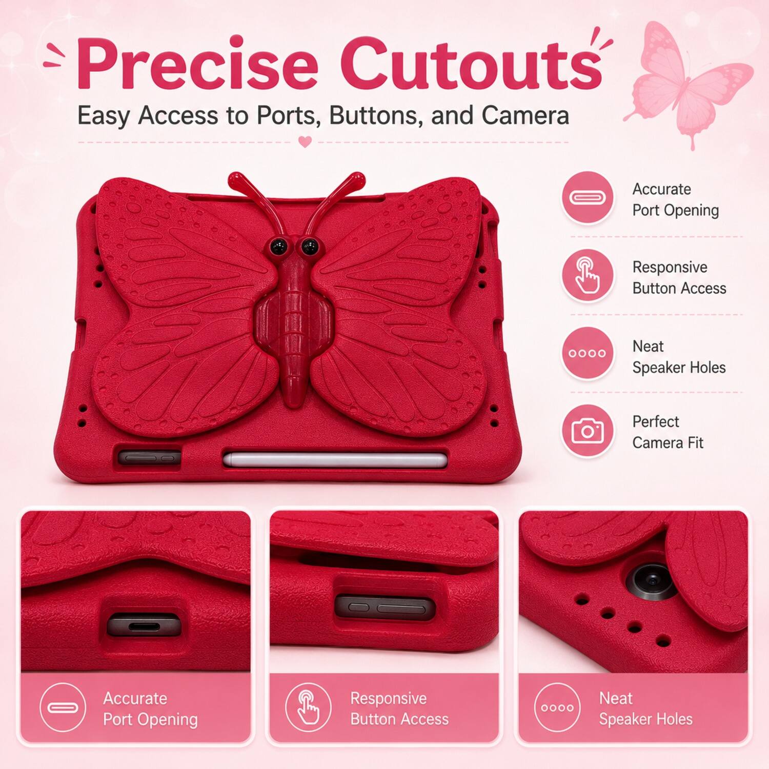 Precise Cutouts  
Easy Access to Ports, Buttons, and Camera  
Accurate Port Opening  
Responsive Button Access  
Neat Speaker Holes  
Perfect Camera Fit