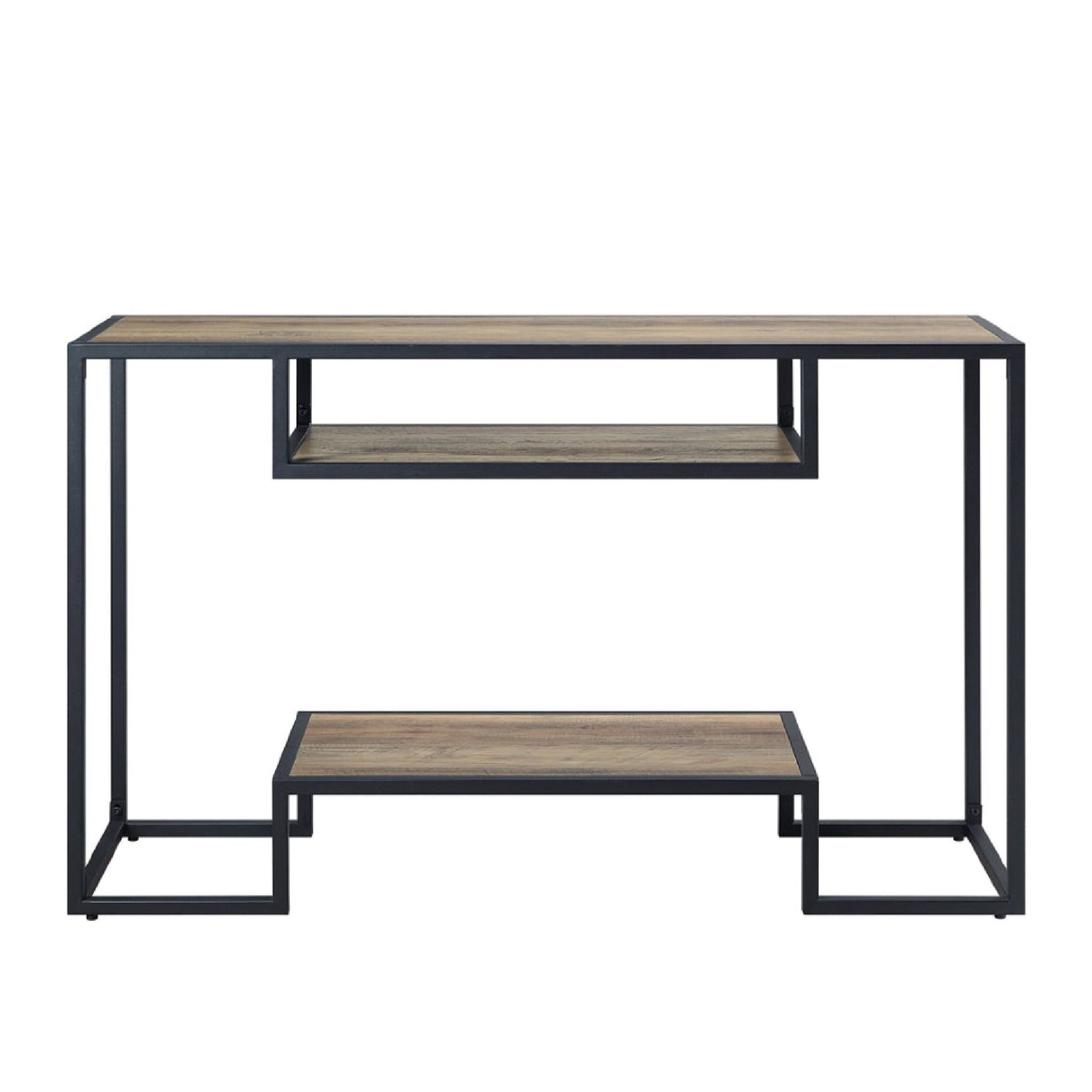 Alt View 1. Manhattan Lane - Lea 48 Inch Wood Sideboard Sofa Table, Grain Details, Metal, Rustic Oak - Brown.