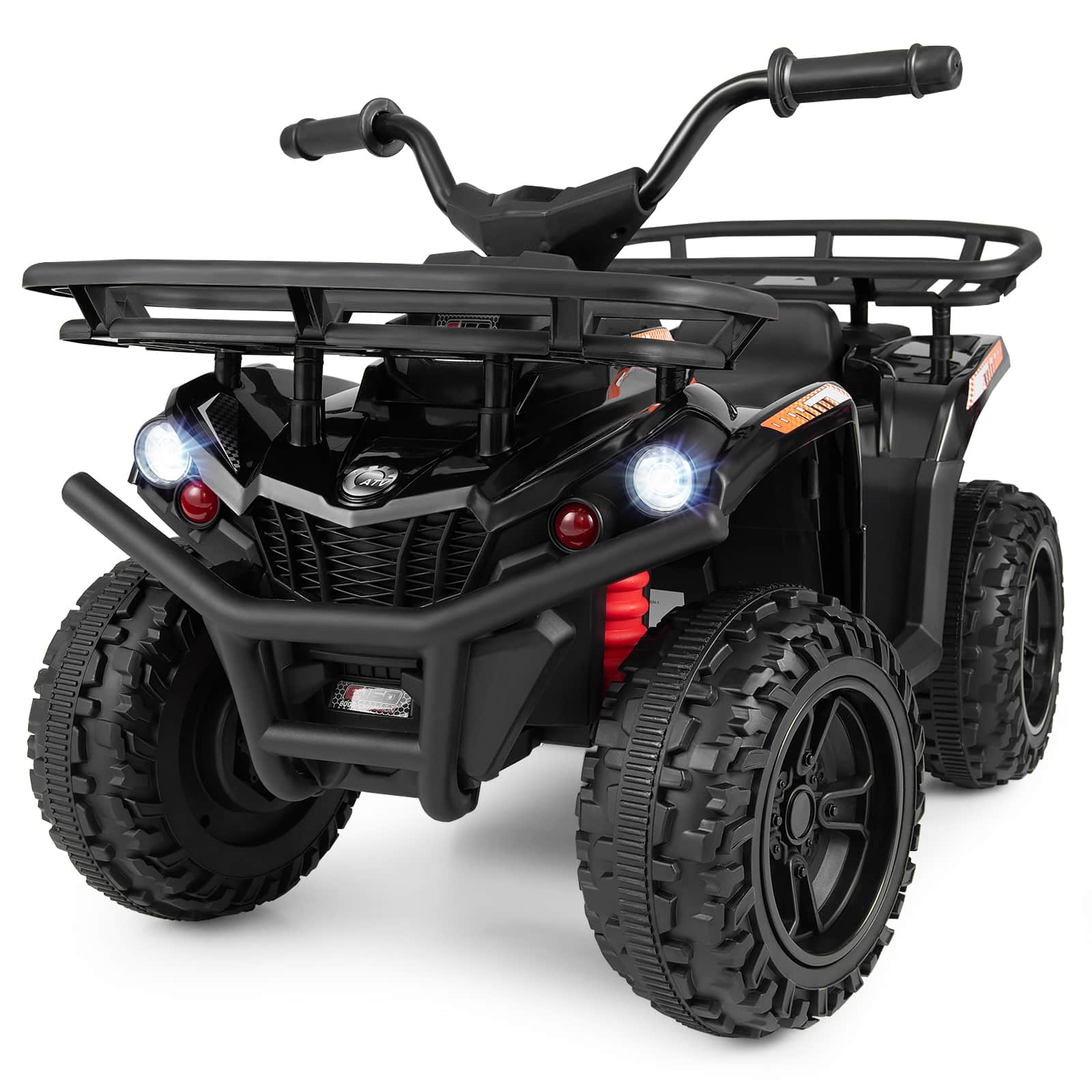 Costway - Electric ATV for Kids, 24V Ride on Toy with Dual Motors & Basket, Dirt Quad Vehicle - Black
