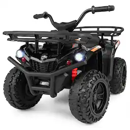 Costway - Electric ATV for Kids, 24V Ride on Toy with Dual Motors & Basket, Dirt Quad Vehicle - Black