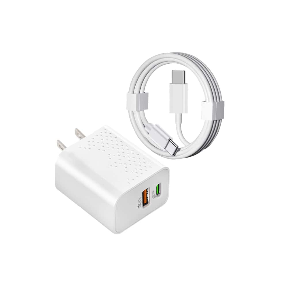 Qixxronics - 35W Type C Fast Charging Block, 3ft Android Phone Charger Cable for Samsung Galaxy, OnePlus, Motorola, LG, Z Flip/Z Fold - White