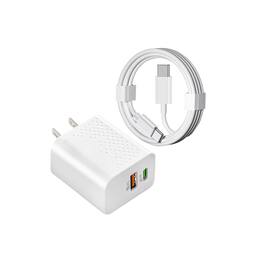 Qixxronics - 35W Type C Fast Charging Block, 3ft Android Phone Charger Cable for Samsung Galaxy, OnePlus, Motorola, LG, Z Flip/Z Fold - White