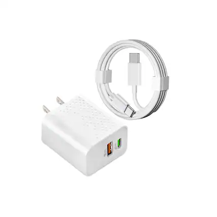 Front. Qixxronics - 35W Type C Fast Charging Block, 3ft Android Phone Charger Cable for Samsung Galaxy, OnePlus, Motorola, LG, Z Flip/Z Fold - White.
