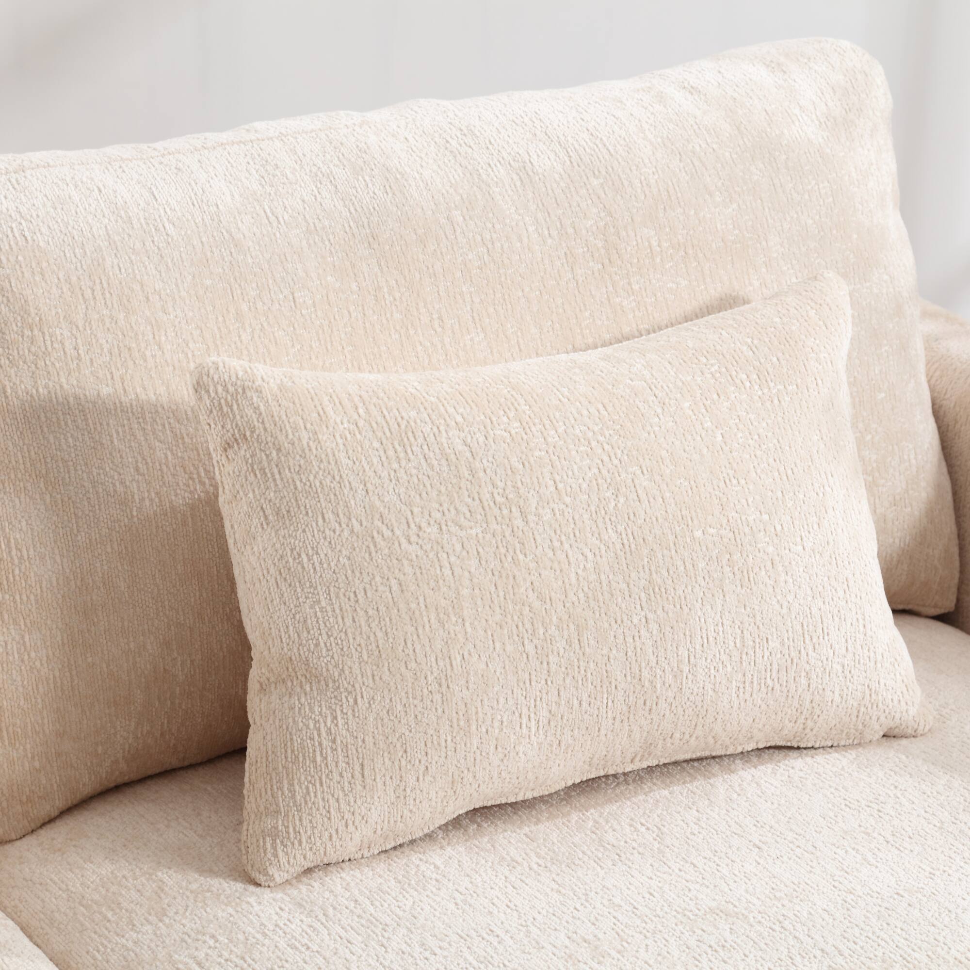 Alt View 6. GOODSILO - Modern Upholstered Loveseat Sofa with Chenille Fabric and Solid Wood Frame for Living Room and Bedroom - Beige.