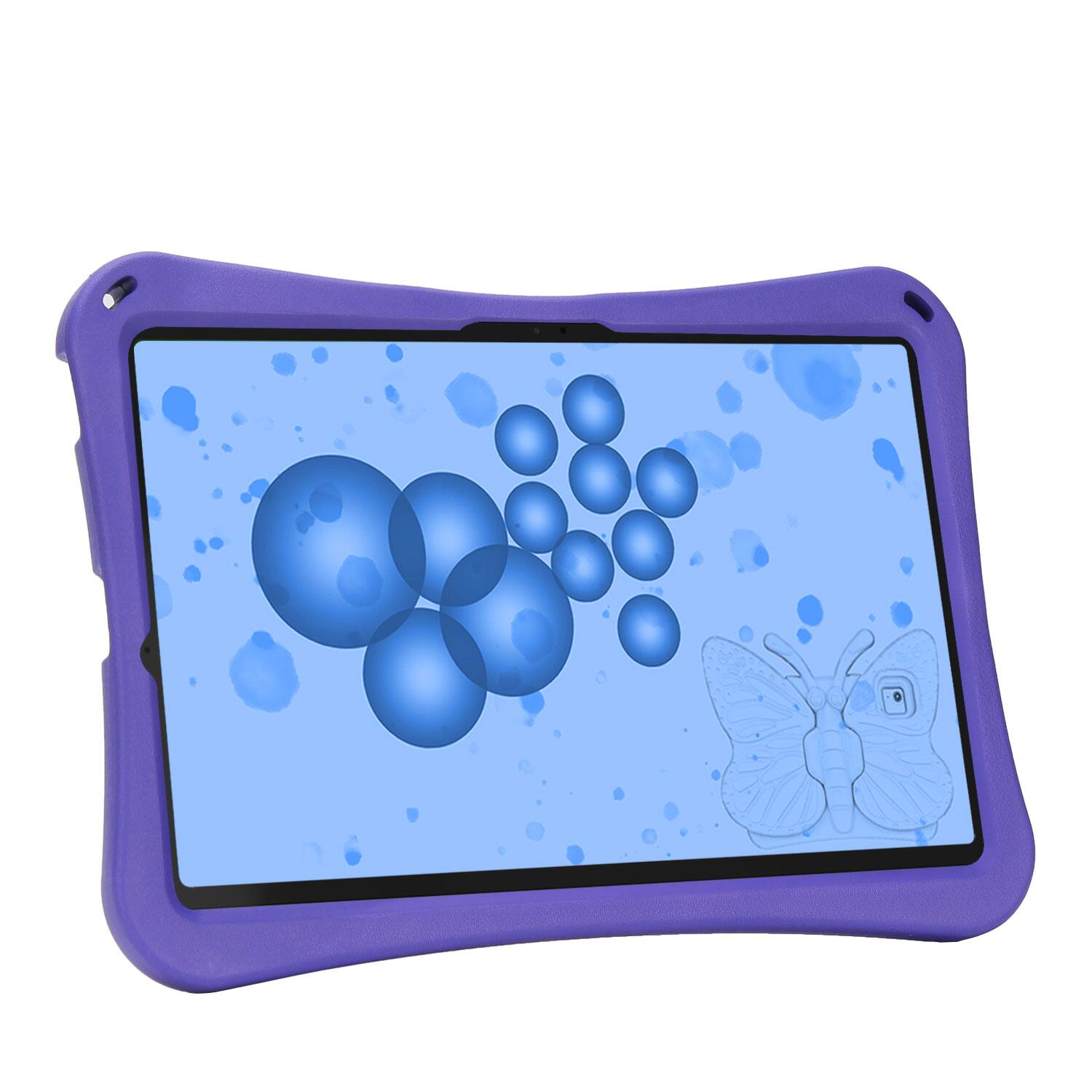 Back. Dteck - Kids Butterfly Case for Samsung Galaxy Tab S9 FE+ 2023 & Tab S9+ & Tab S8+ & S7 FE,3D Cartoon EVA Shockproof Stand Cover - Purple.