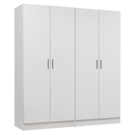 Madesa - 4 Doors Wardrobe with Ample Shelves and Hanging Space 63"L - White