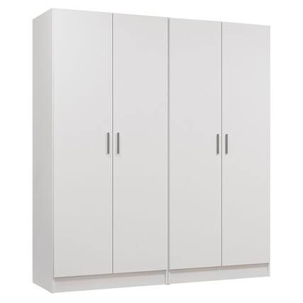 Front. Madesa - Madesa 4 Doors Wardrobe with Ample Shelves and Hanging Space 63"L - White - White.