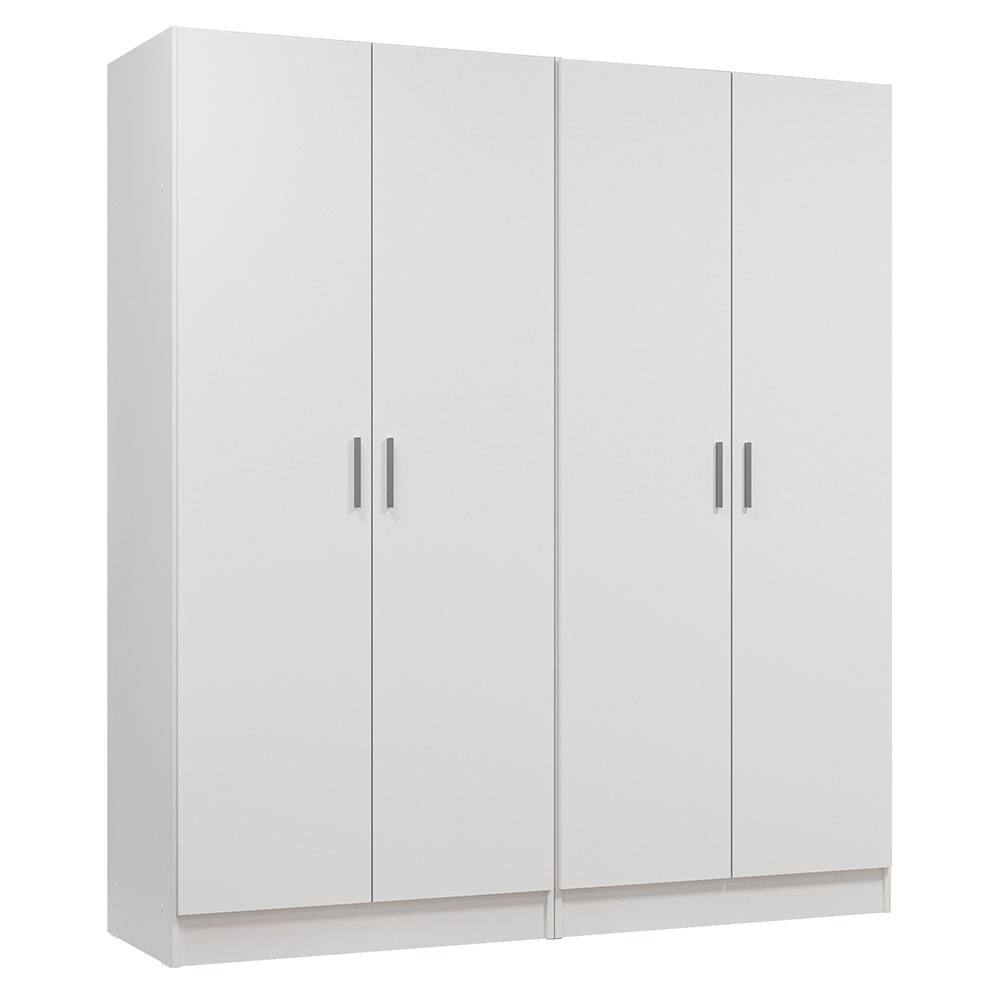Front. Madesa - Madesa 4 Doors Wardrobe with Ample Shelves and Hanging Space 63"L - White - White.