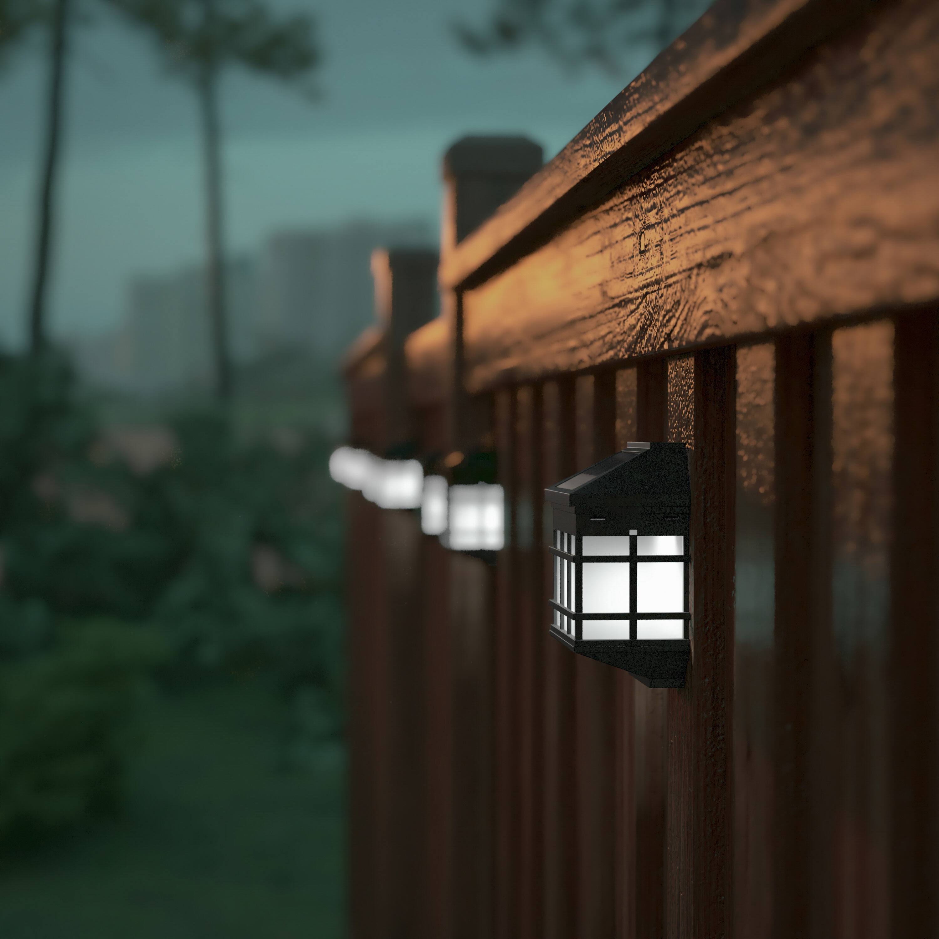 Alt View 1. Emma + Oliver - Set of 6 Solar Deck and Fence Lights, Decorative Outdoor Solar Powered Weatherproof Wall Mount Fence and Deck Lighting - Brown.