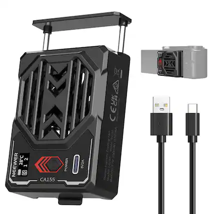 Name:
Model: CA155
Battery: 3.7V 2500mAh
Cooling Fan: 5V/2A
Input: 5V/2A
Made in China
CE
CA155 POWER 5V2A