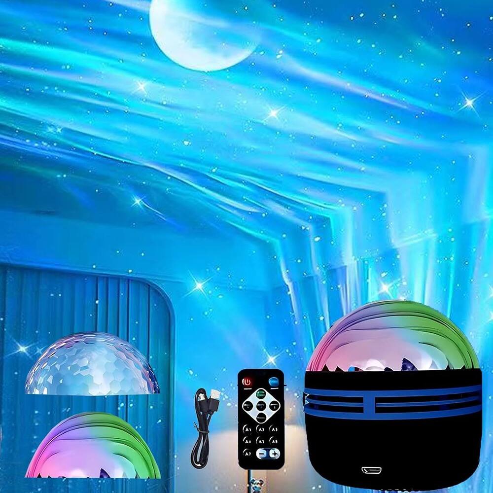 Front. ACJPR - 2-in-1 Northern Lights & Ocean Wave Projector with 14 Light Effects, USB Rechargeable RGB Night Light for Bedroom.