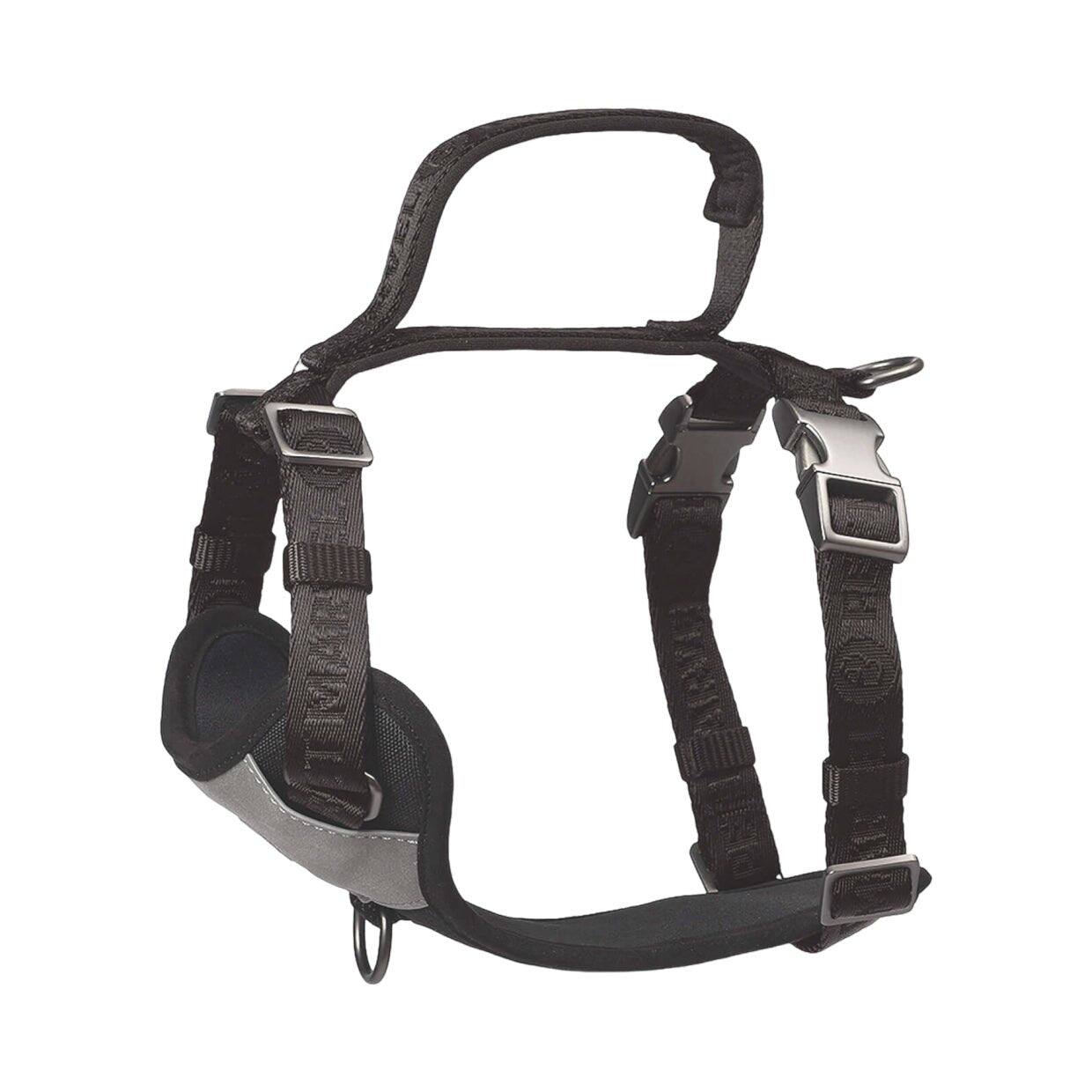 Front. PET MARVEL - PET MARVEL Adjustable Embroidered Stylish Dog Harness, Grey, S - Grey.