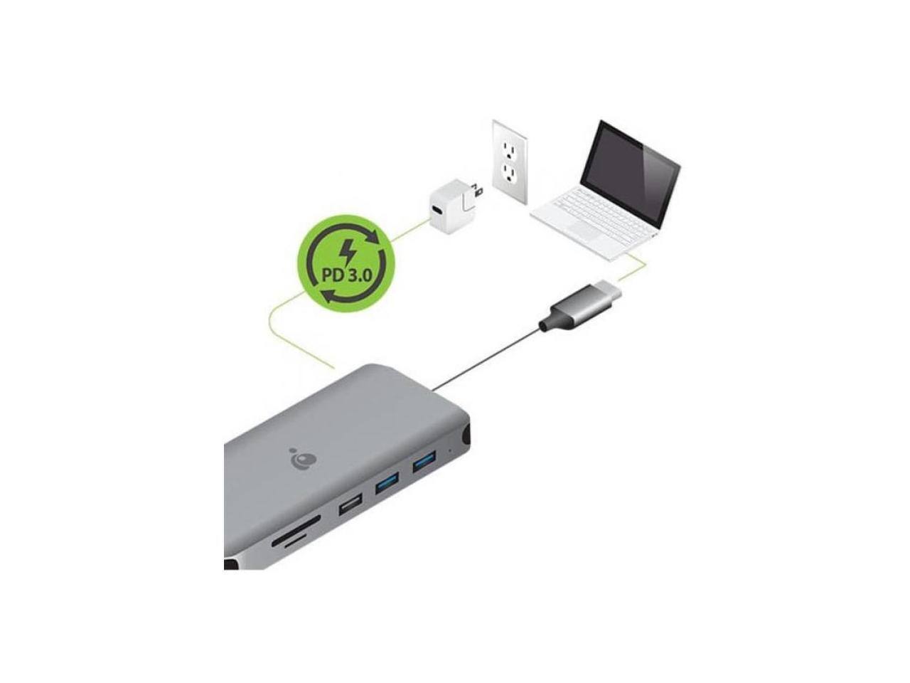 Alt View 4. IOGEAR - IOGEAR USB-C Triple HD Compact Dock w/ PD 3.0 GUD3C4K3P.