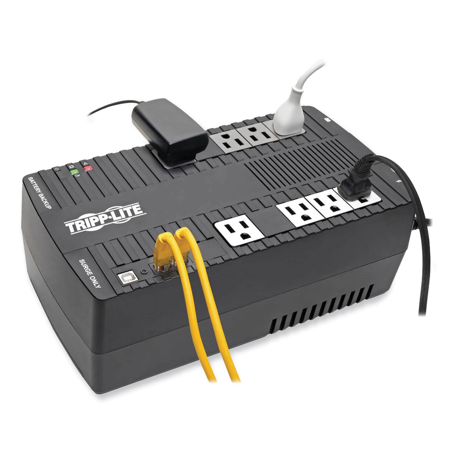 The corrected text is: "4 Outlet Battery Backup Tripp-Lite Surge Only."