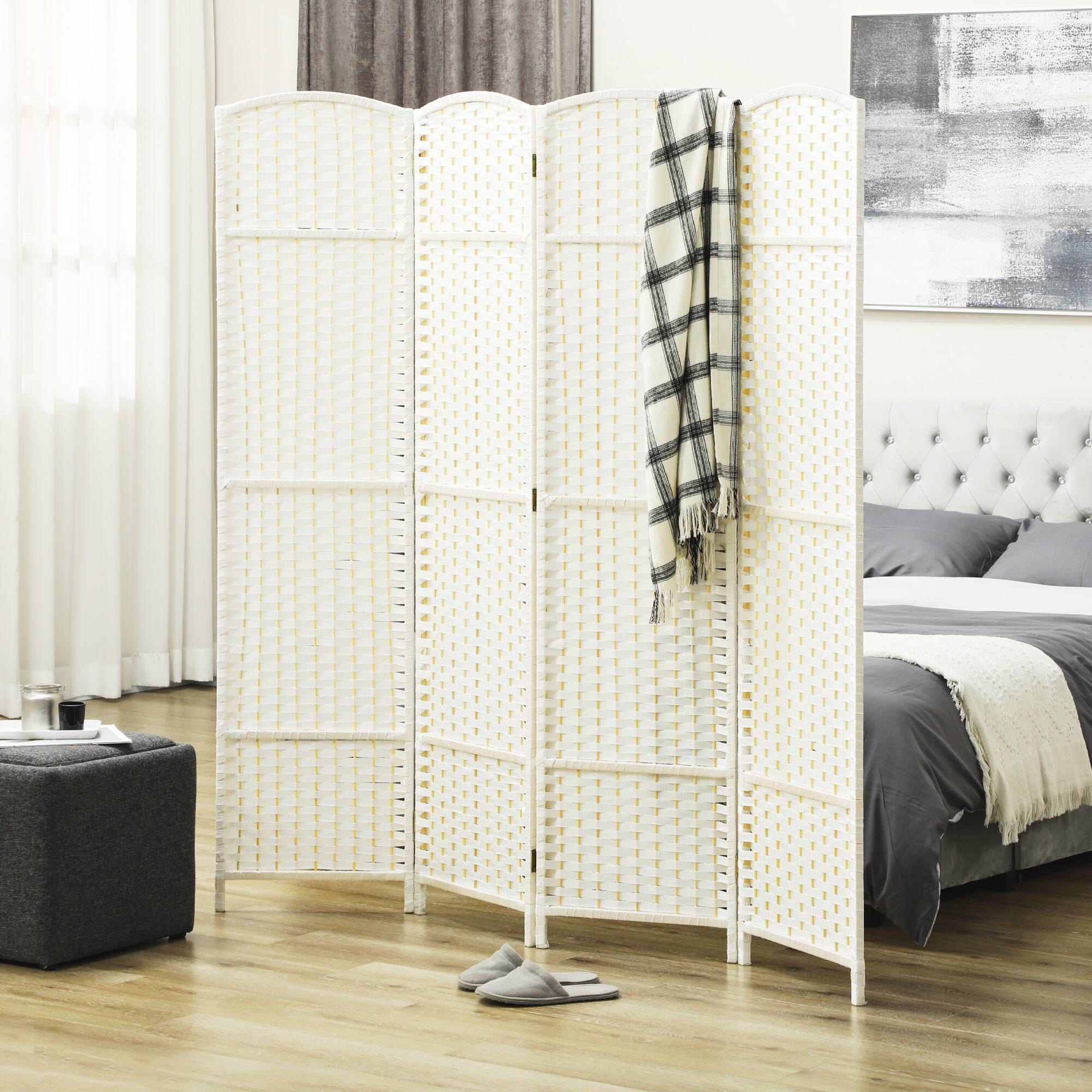 Alt View 1. Homcom - Room Divider Screen 4 Panel 5.6 ' Tall Privacy Screen Freestanding Room Partition for Home Office - White.