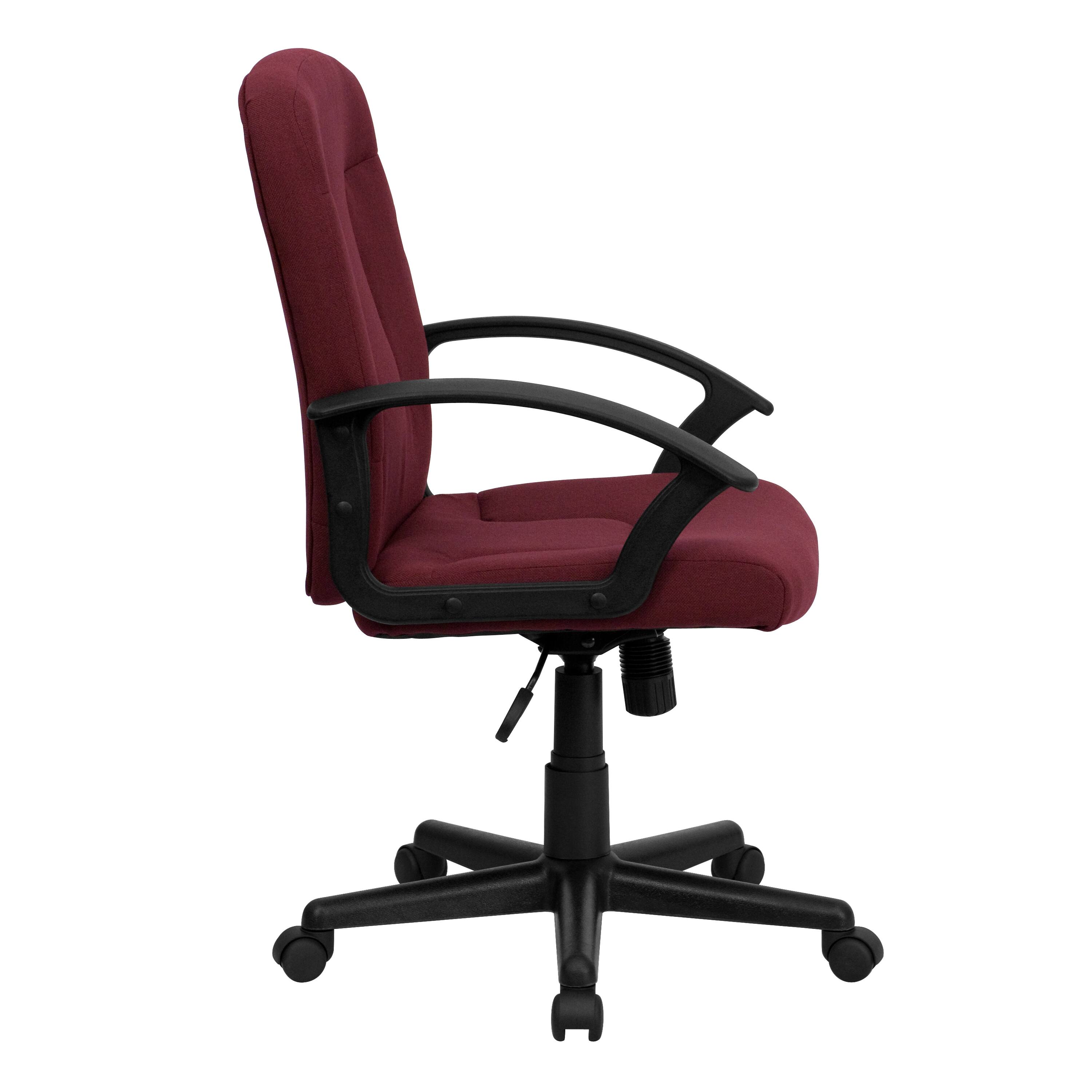 Alt View 6. Emma + Oliver - Mid-Back Fabric Executive Swivel Office Chair with Nylon Arms - Burgundy.