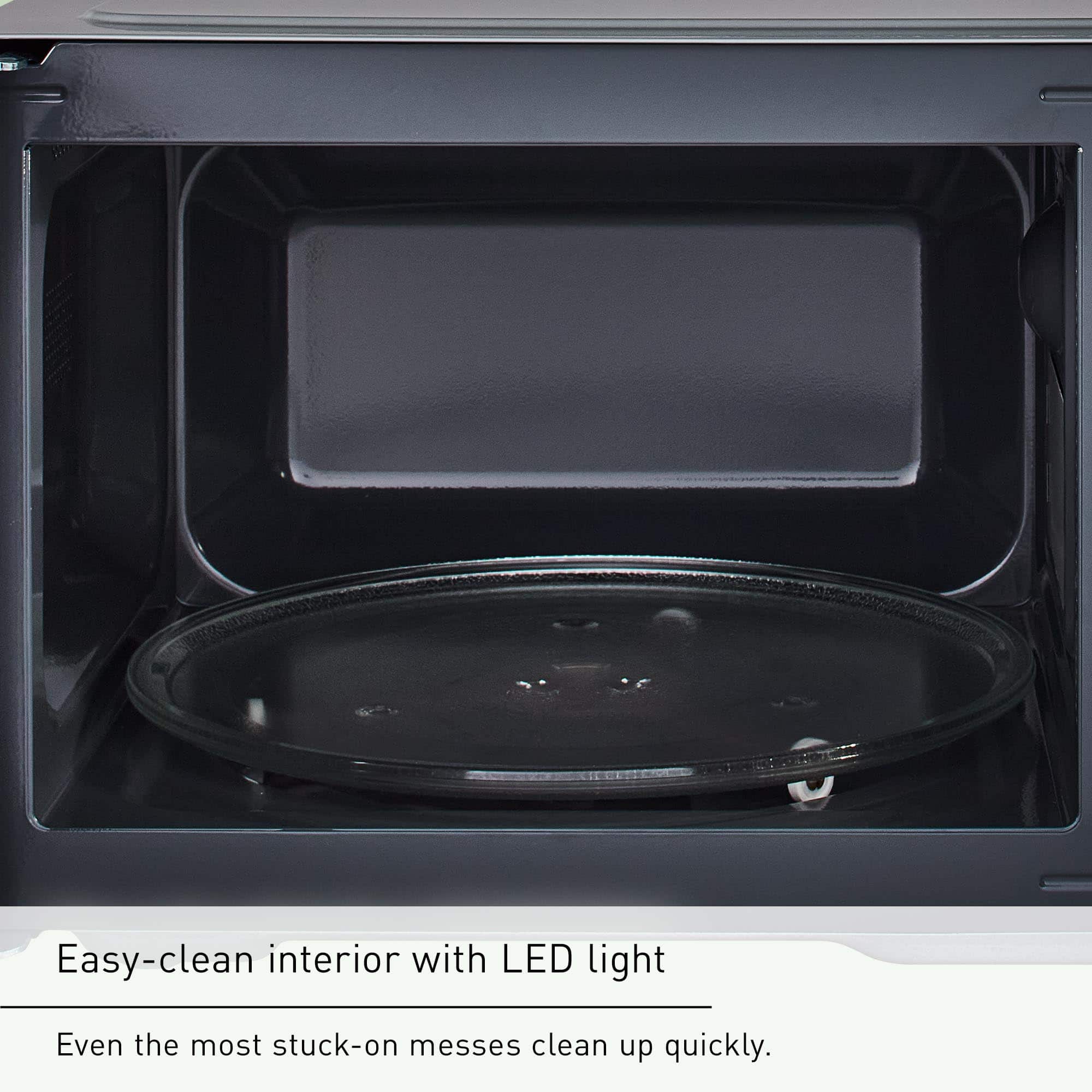 Easy-clean interior with LED light. Even the most stuck-on messes clean up quickly.