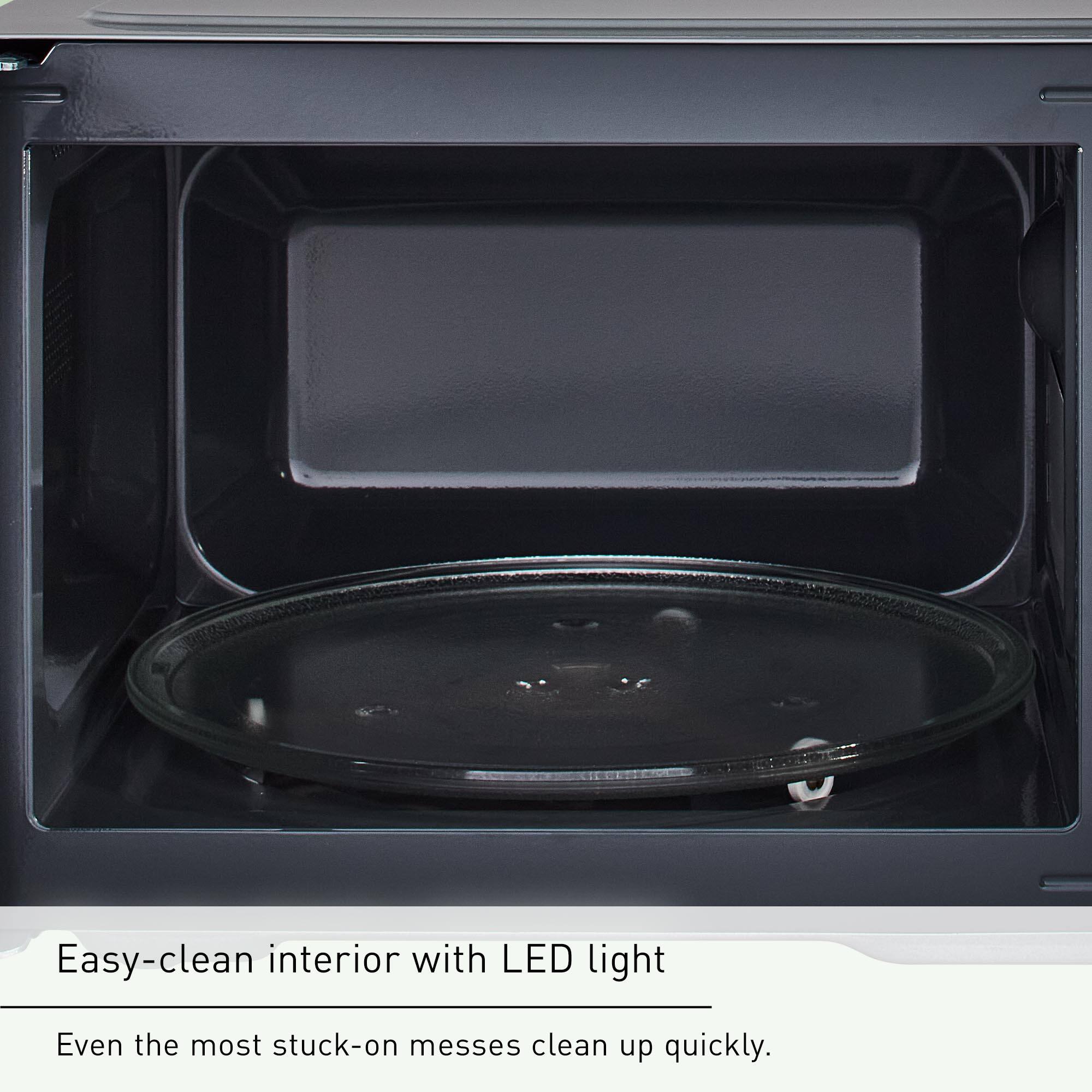 Easy-clean interior with LED light. Even the most stuck-on messes clean up quickly.