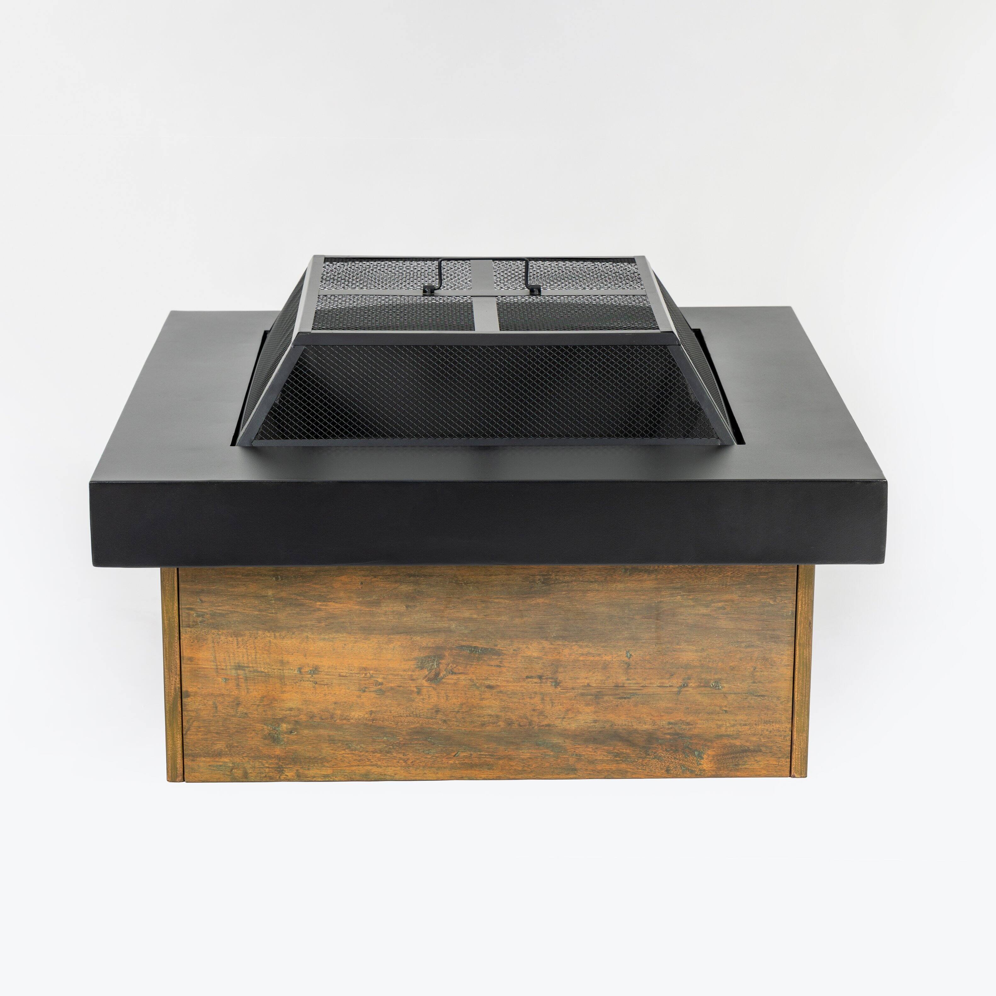 Alt View 3. PexFix - 36" Wood-Burning Fire Pit Table, Outdoor Brazier for 4-8 People with Iron Bowl for Patio Backyard - Black.