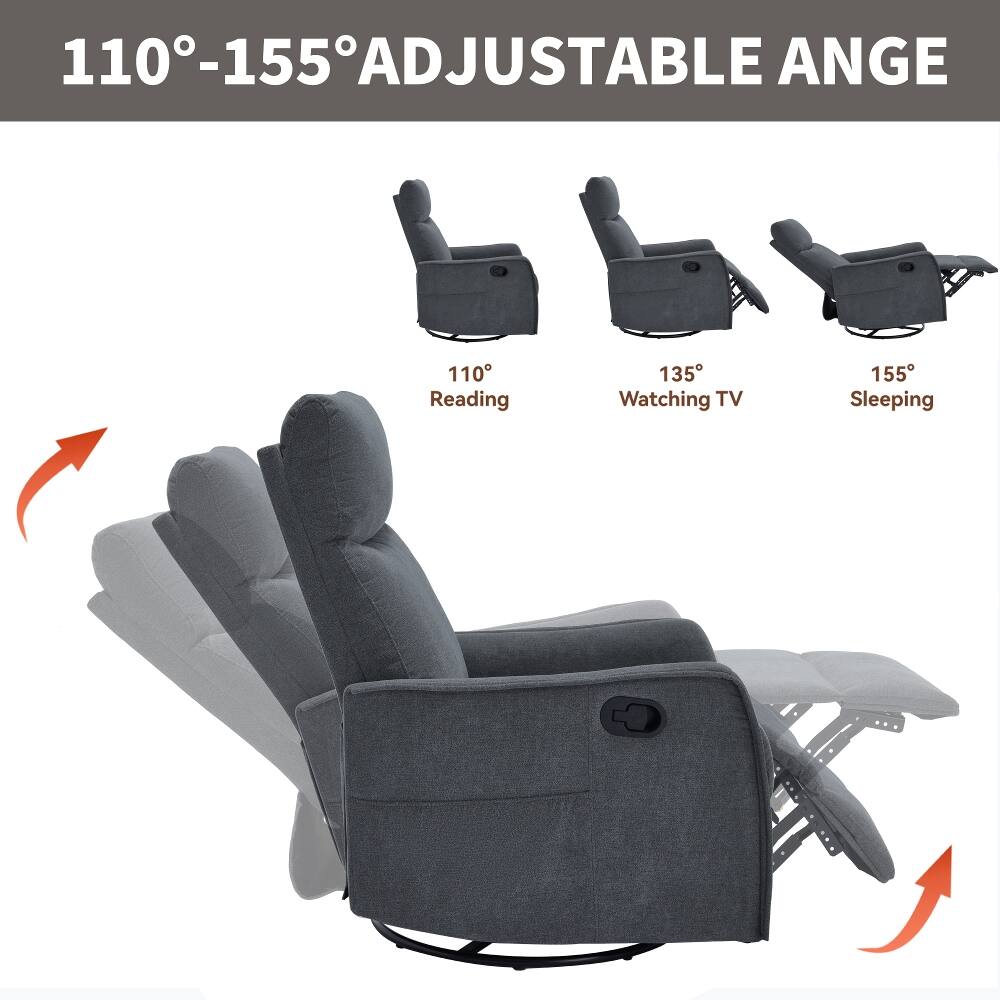 110°-155° ADJUSTABLE ANGLE

110° Reading
135° Watching TV
155° Sleeping