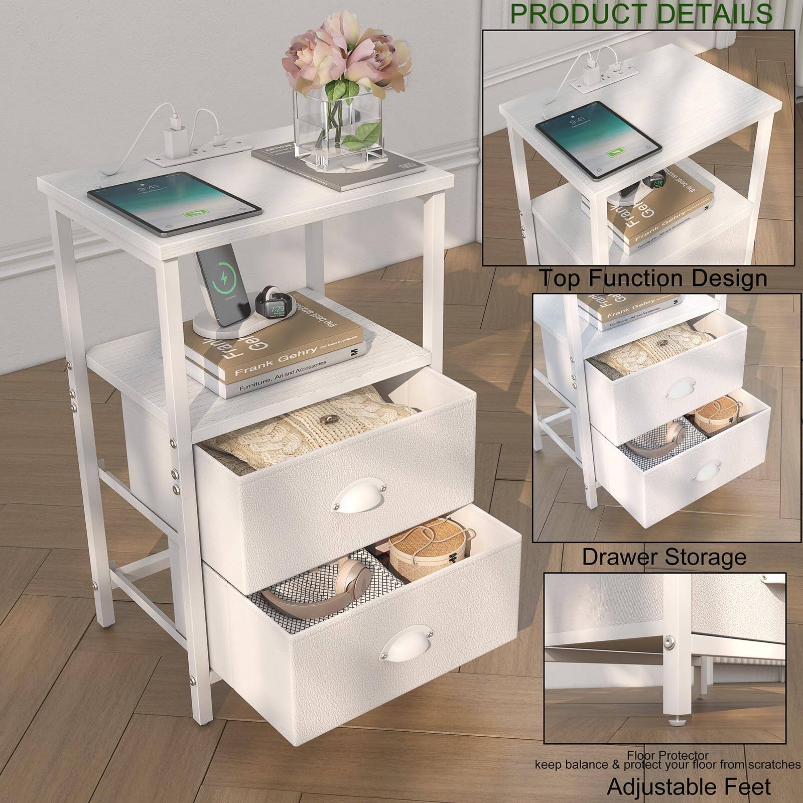 **PRODUCT DETAILS**

- **Top Function Design**
- **Drawer Storage**
- **Floor Protector**
- **Adjustable Feet**

*keep balance & protect your floor from scratches*