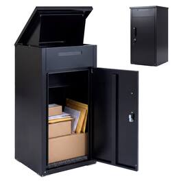 Costway - Package Delivery Box wirh Anti-Theft Board, Lockable Door, Coded Lock for Home - Black