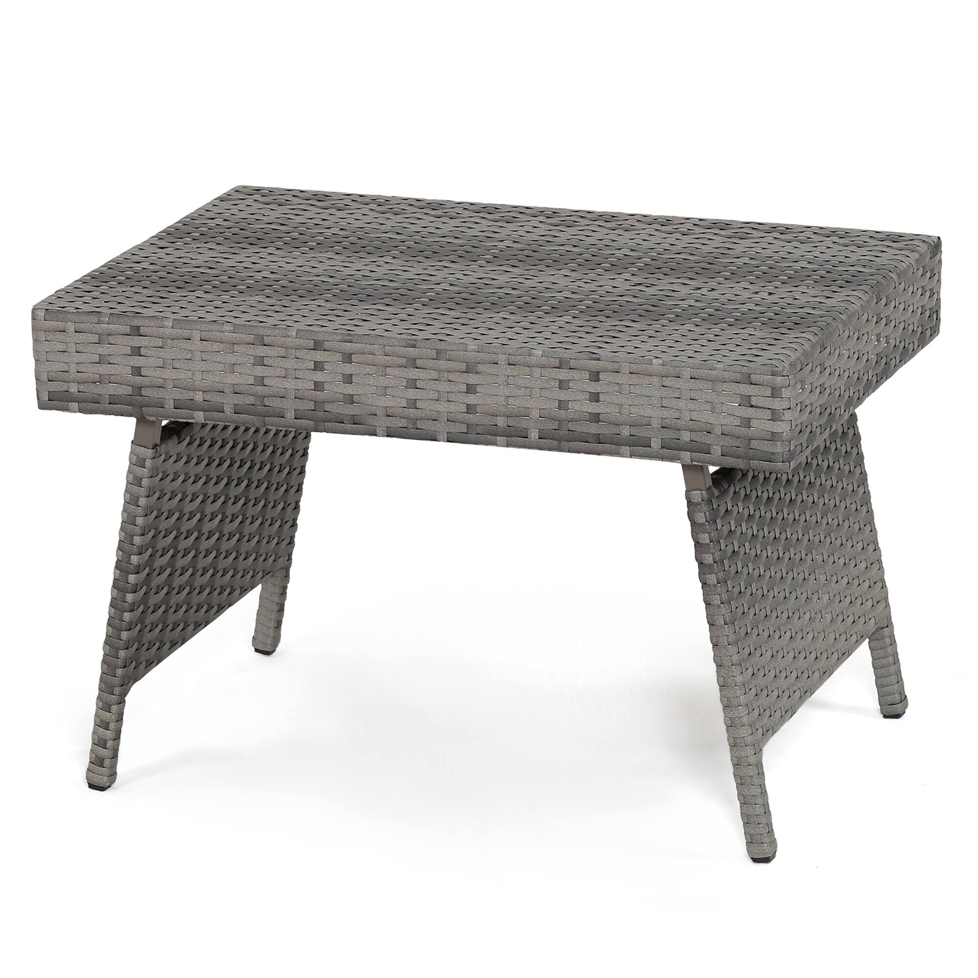 Alt View 8. Costway - Costway Patio Folding Rattan Wicker Side Table End Coffee Table Portable Garden Mix - Gray.