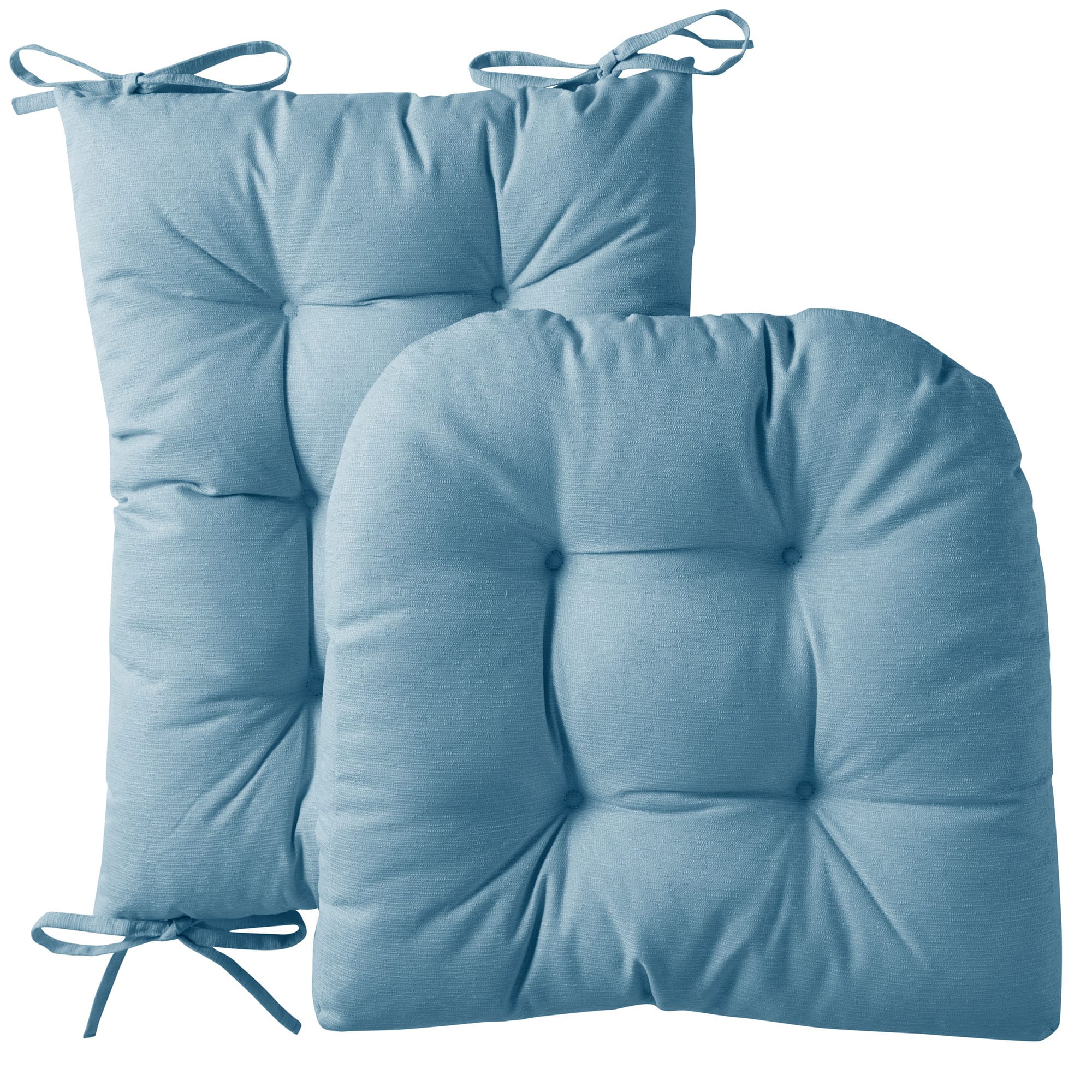 Sweet Home Collection - Rocking Chair Cushion 2 Piece Tufted Non Slip Set of Upper and Lower Cushions - Teal