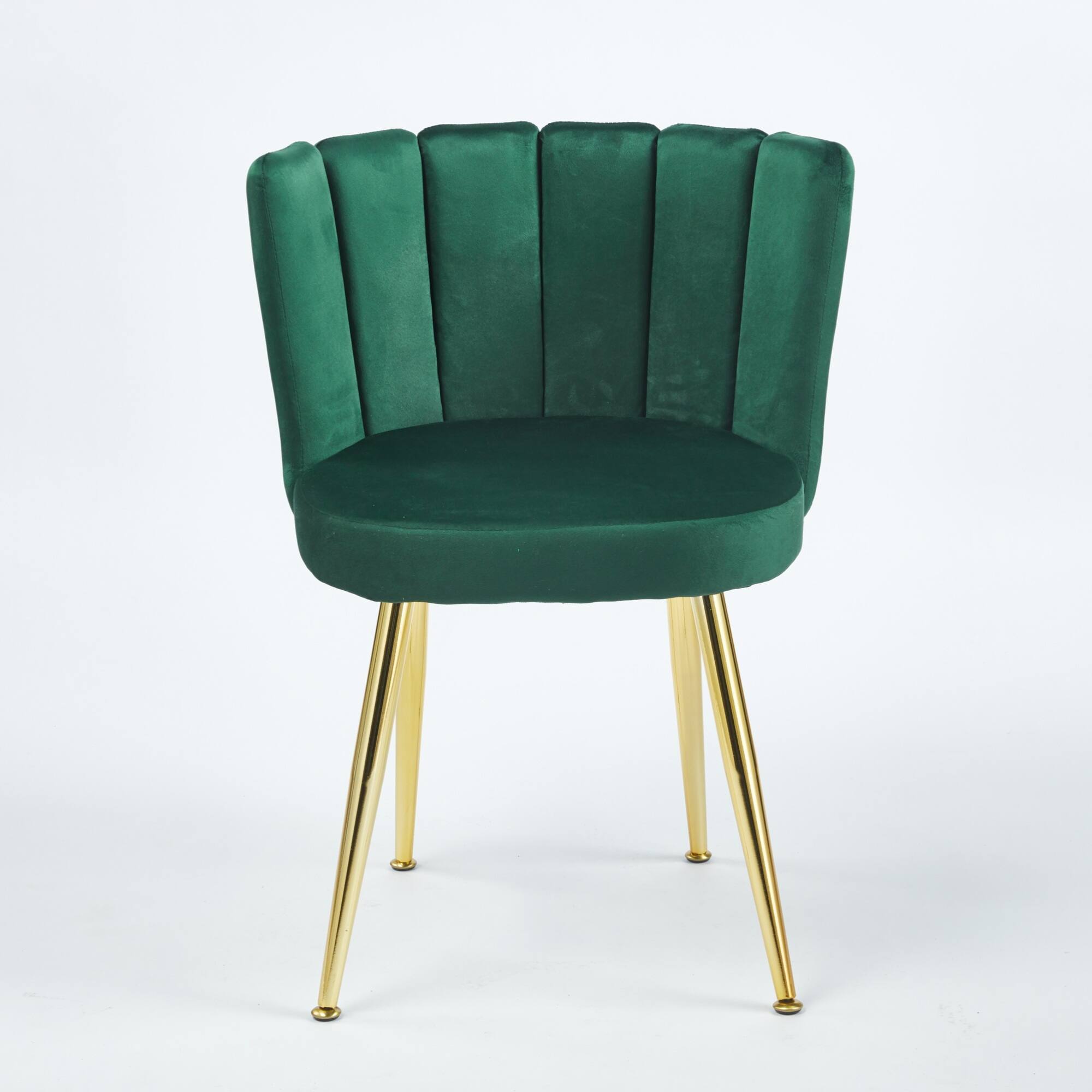 Alt View 2. GOODSILO - Elegant Velvet Dining Chairs Set of 2 with Golden Iron Legs for Modern Living Spaces - Green.