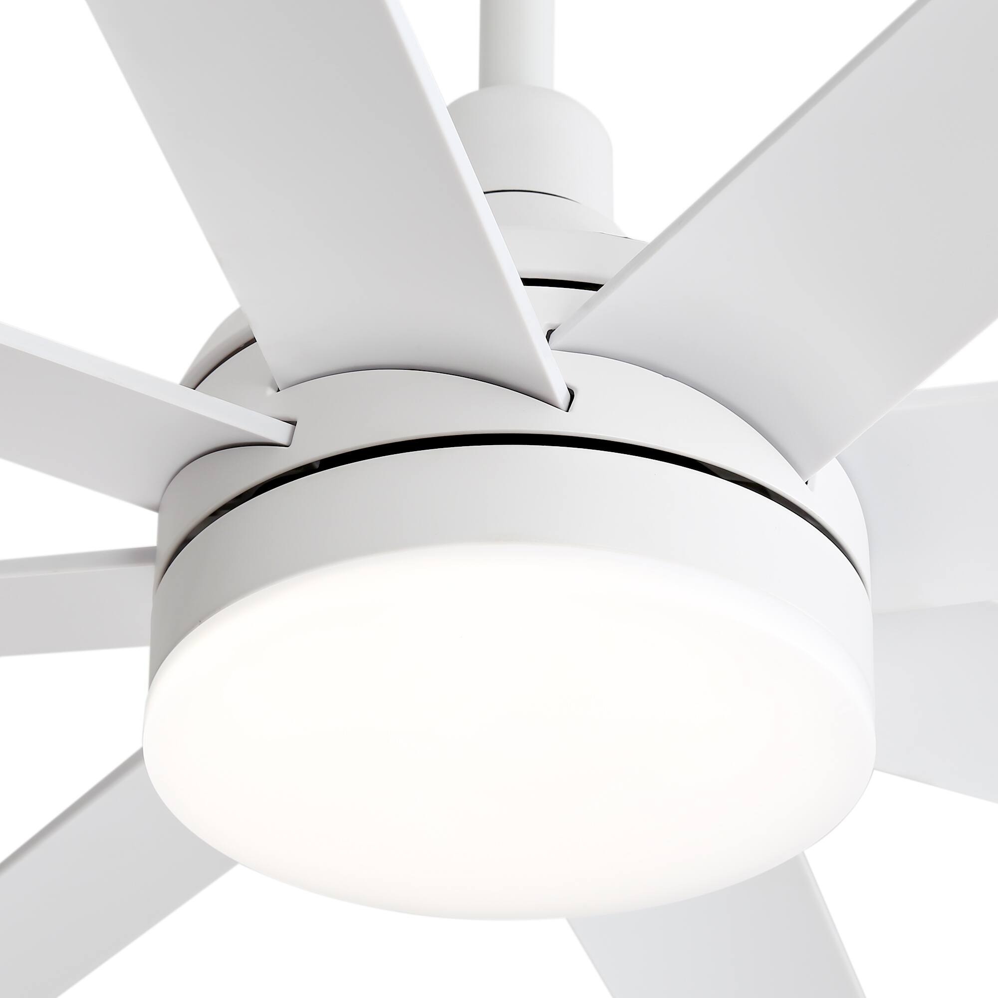 Alt View 7. Breezary - 72" Large Indoor Ceiling Fan with Remote, 8 ABS Blades, 6-Speed DC Motor, Timer, 7''/12''Downrods, Light/No Light Option - Matte White (With Light).