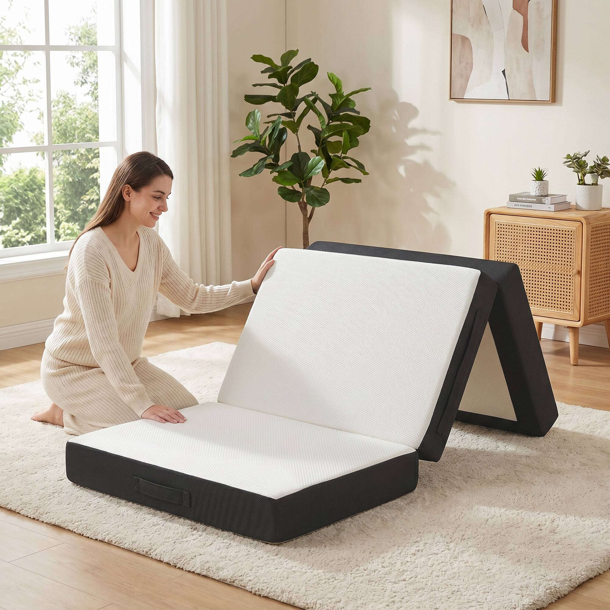 Alt View 1. Homcom - Mattress, 6 Inch Memory Foam Mattress for Guest, Camping, RV, Travel, Yoga, Made in USA - White.