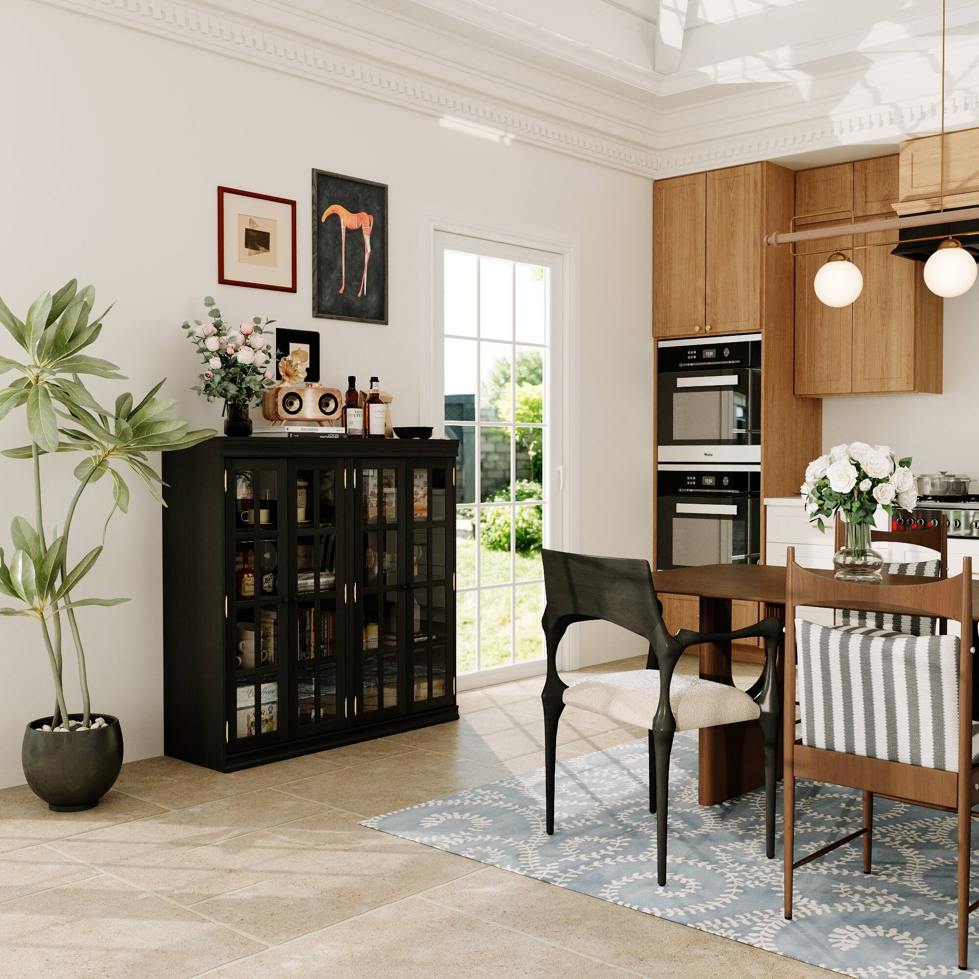 Alt View 1. FUFU & GAGA - FUFU&GAGA Glass - Door Buffet Cabinet: Modern Storage for Dining & Living Spaces - Black.