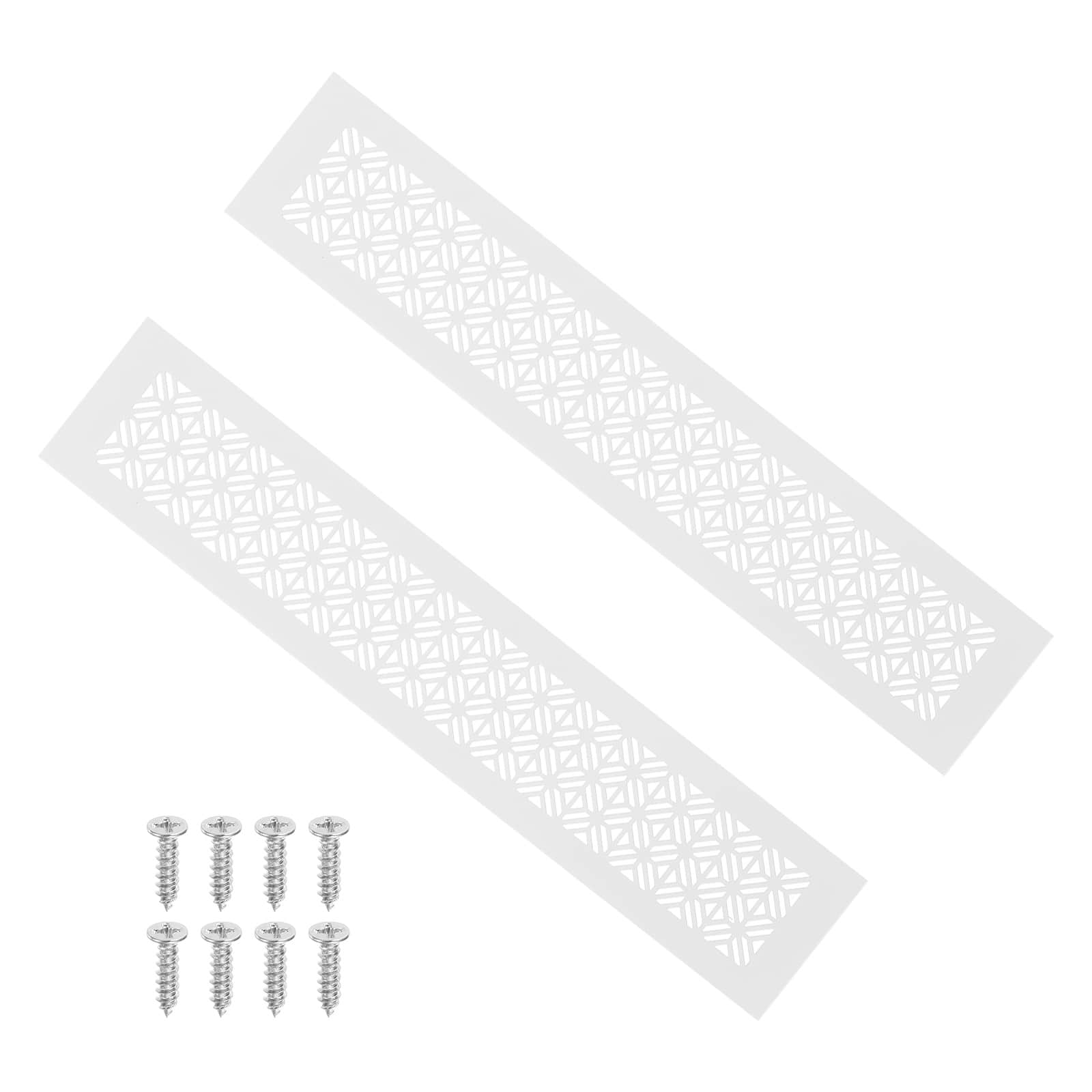 Unique Bargains - 16"x3" Door Air Vent Cover, 2pcs Heavy Duty Aluminum Alloy Grille Louvered with Mounting Screws for Cabinet Wardrobe - White