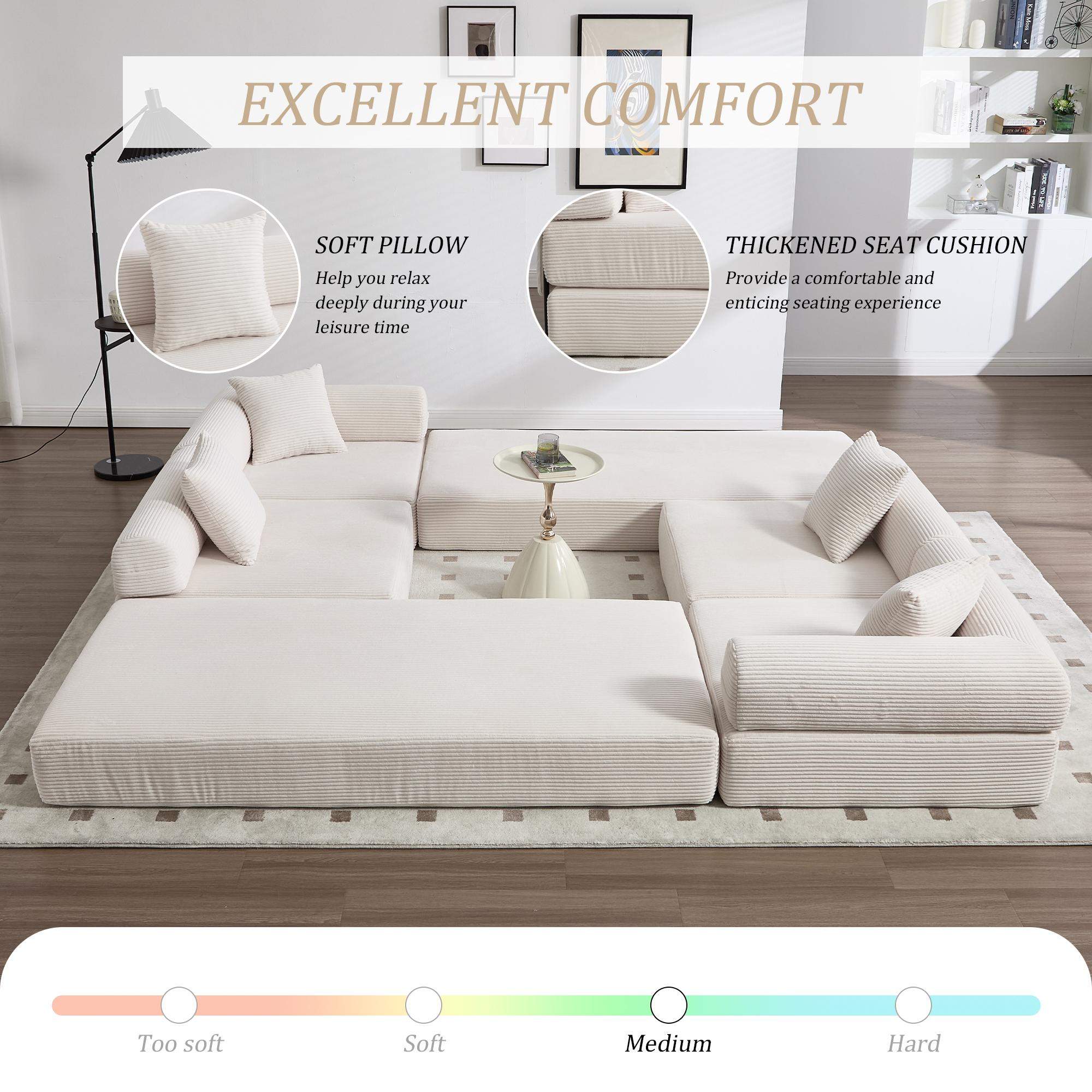 EXCELLENT COMFORT

SOFT PILLOW
Help you relax deeply during your leisure time

THICKENED SEAT CUSHION
Provide a comfortable and enticing seating experience

Too soft Soft Medium Hard