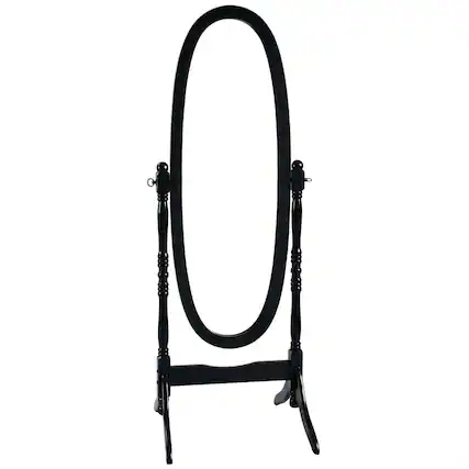 Front. Hivvago - Black Oval Cheval Mirror Freestanding Floor Mirror - Black.