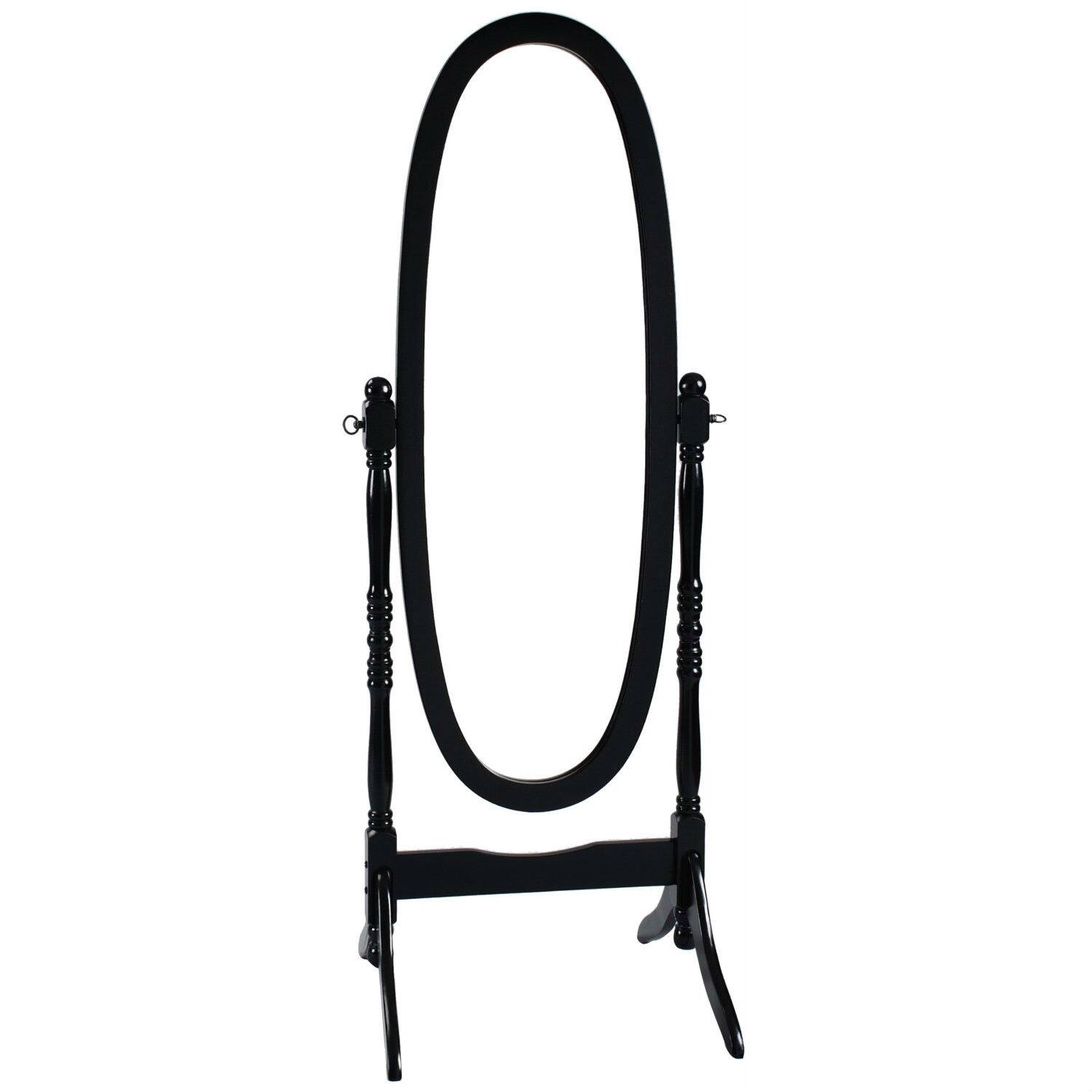 Front. Hivvago - Black Oval Cheval Mirror Freestanding Floor Mirror - Black.
