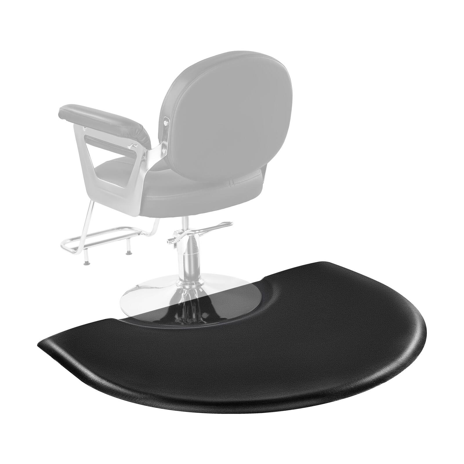 Front. VEVOR - Salon Mat for Hair Stylist, 3 x 4 FT Semi-circle Salon Chair Mat, 1-inch Thickened Anti Fatigue Barber Shop Floor Mat - Black.