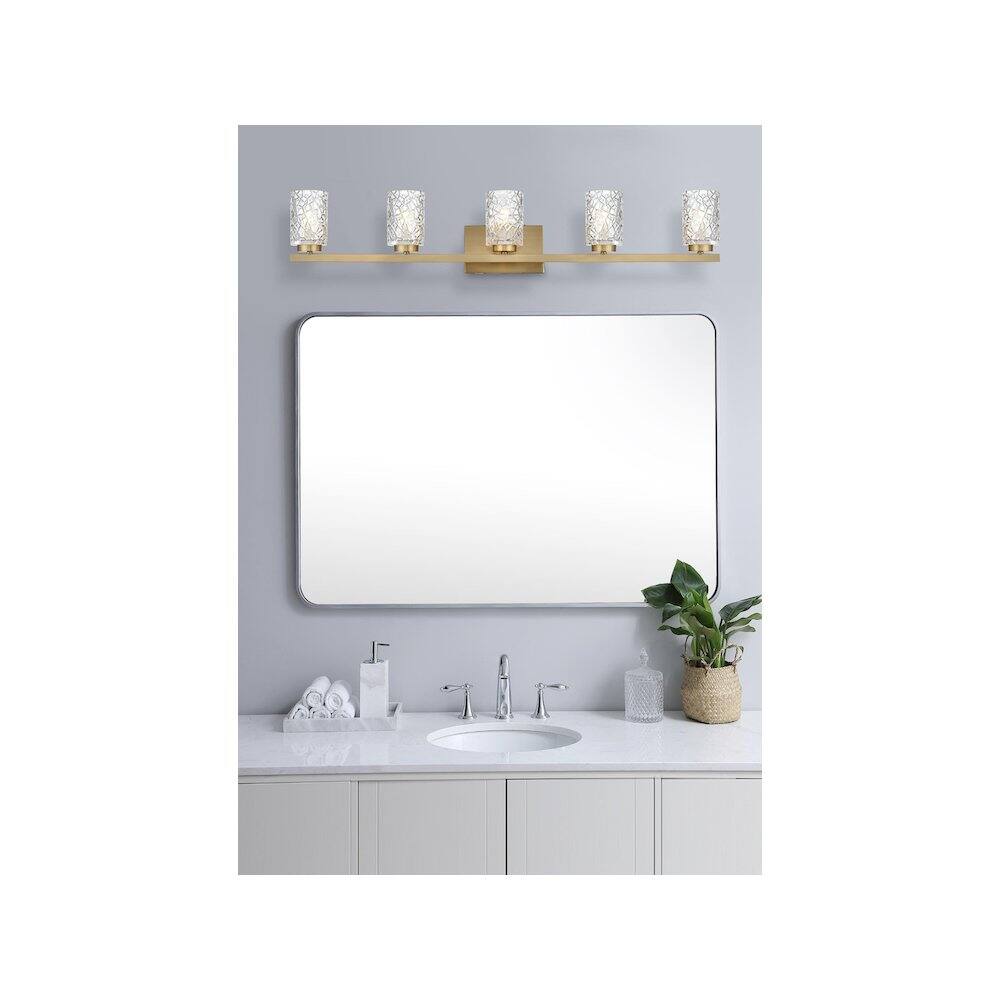 Alt View 4. Living District - Cassie 41 inch Wall Sconce in Satin Gold - Satin Gold And Clear.