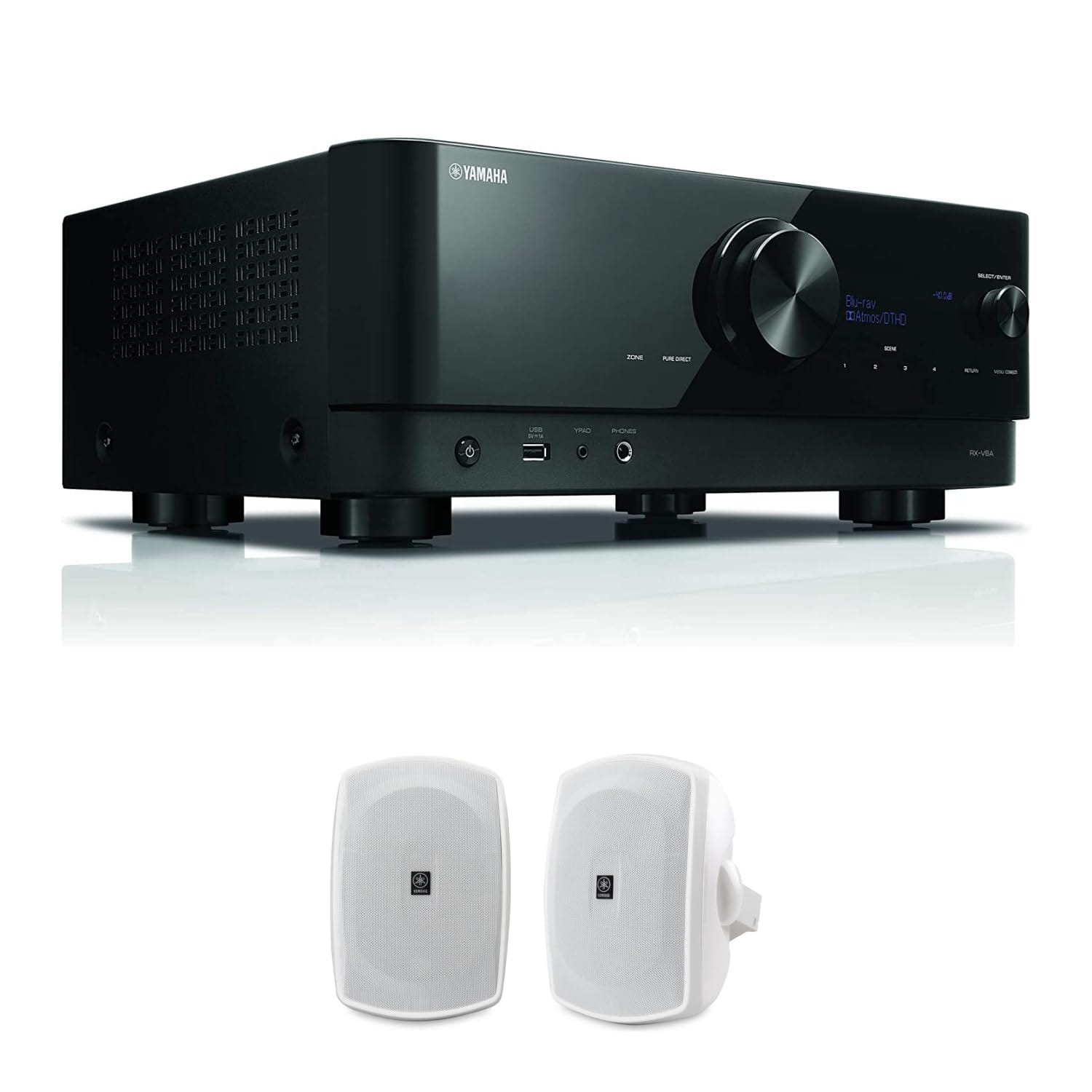 Yamaha - RX-V6A 7.2-Channel AV Receiver with Outdoor Speakers - Black