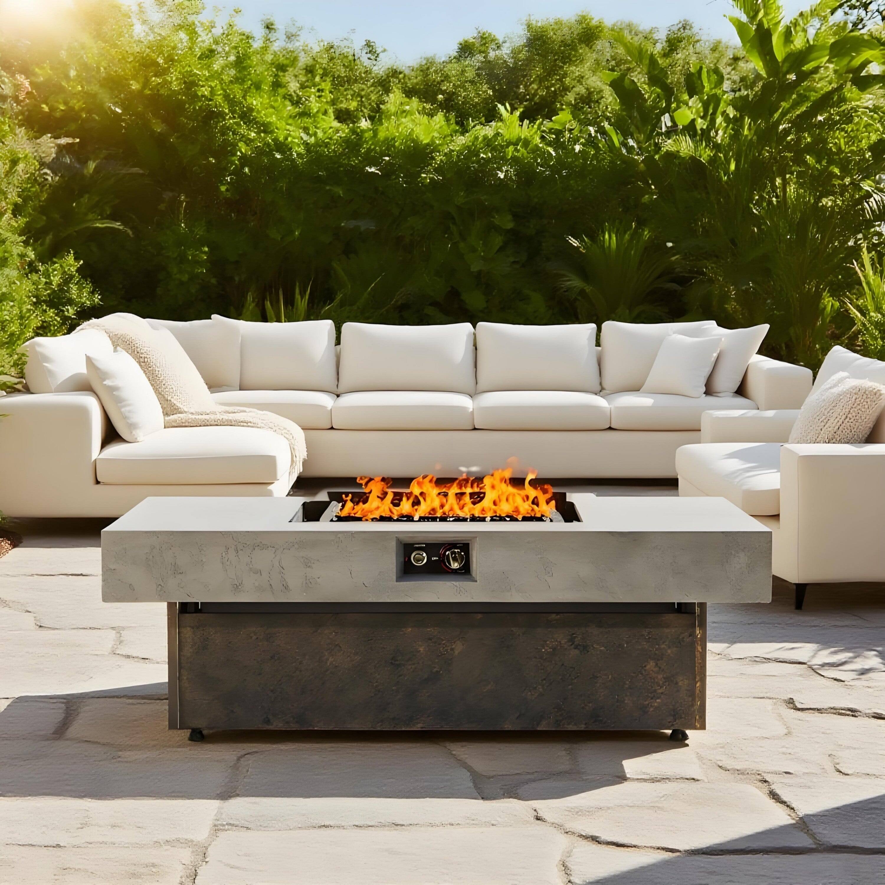 Alt View 1. Boyel Living - 56 Inch Tabletop Rectangular Propane Fire Pit 50000 BTU Adjustable Height - Brown&Gray.