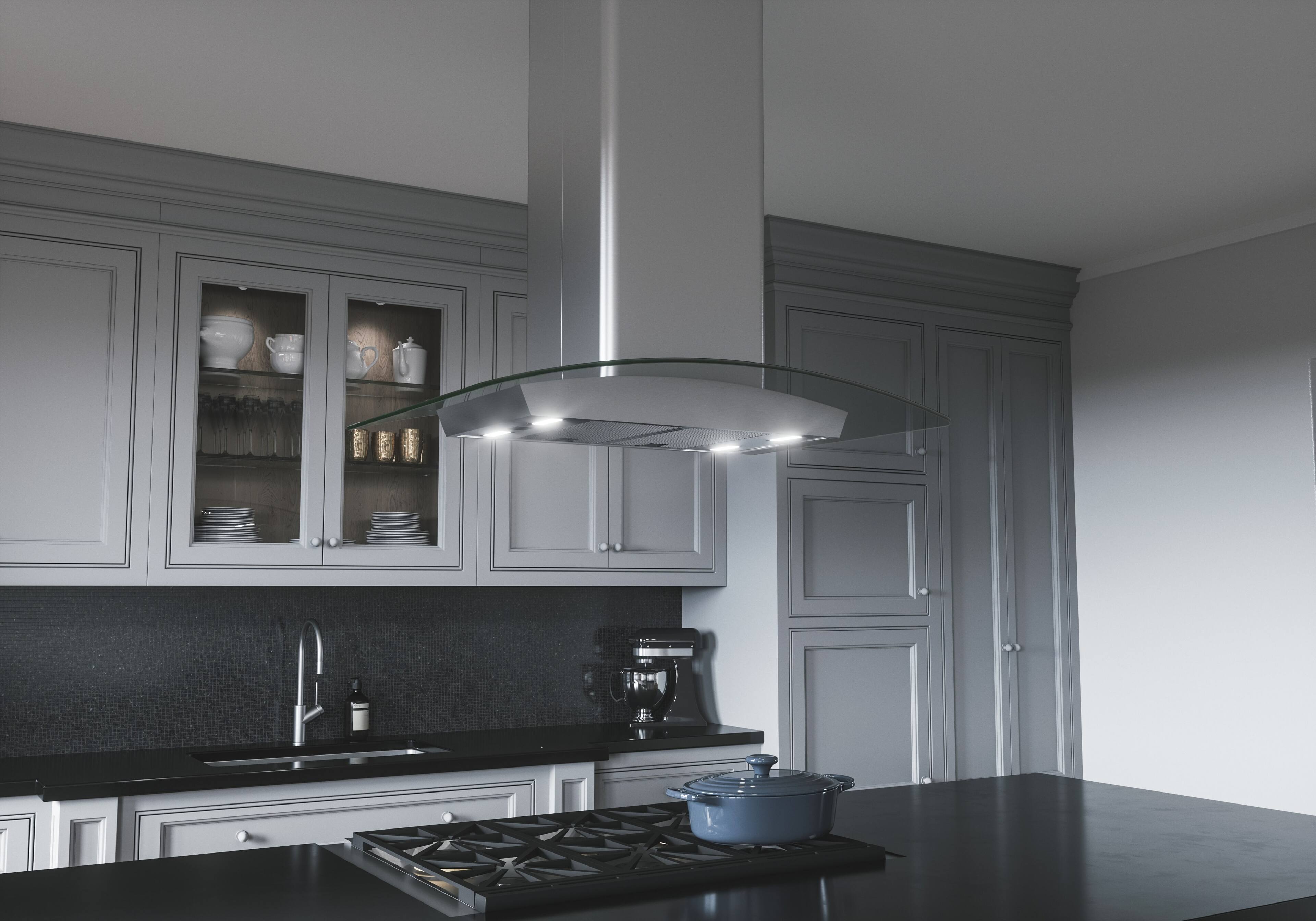 Alt View 11. Zephyr - Milano 42 in. 700 CFM Island Mount Range Hood with LED Light - Stainless Steel.