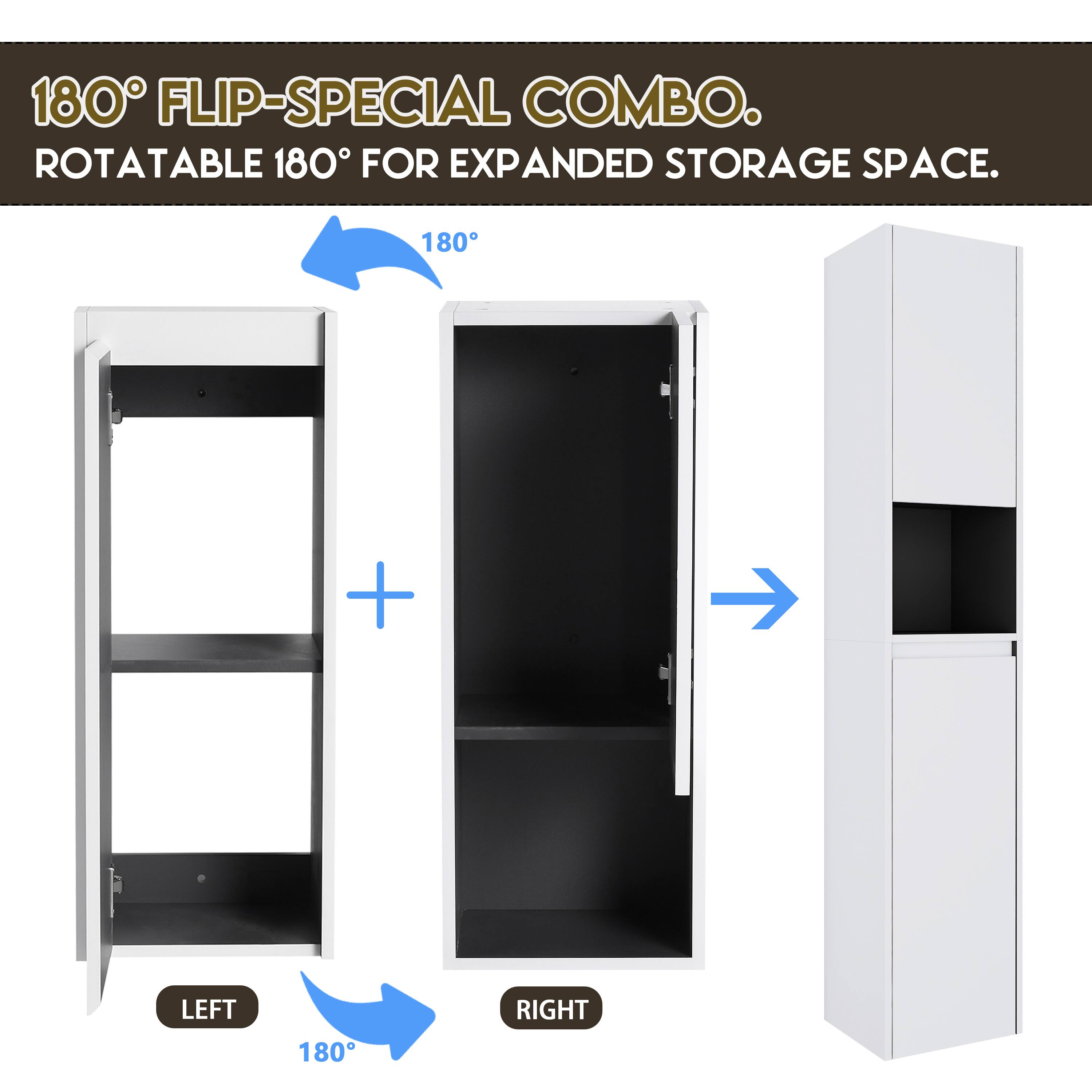 180° FLIP-SPECIAL COMBO.  
ROTATABLE 180° FOR EXPANDED STORAGE SPACE.  

LEFT + RIGHT