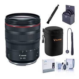 Bundle - Canon - RF 24-105mm f/4 L IS USM Lens with 77mm UV, CPL, ND, and VND Filters, Soft Case, Lens Cleaner, Cleaning