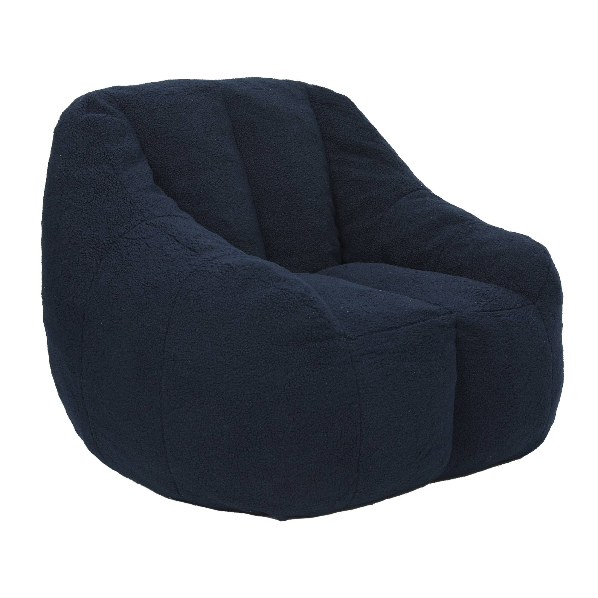Alt View 4. GOODSILO - Large Faux Fur Bean Bag Chair with Memory Foam Filling for Ultimate Comfort and Support - Dark Blue.