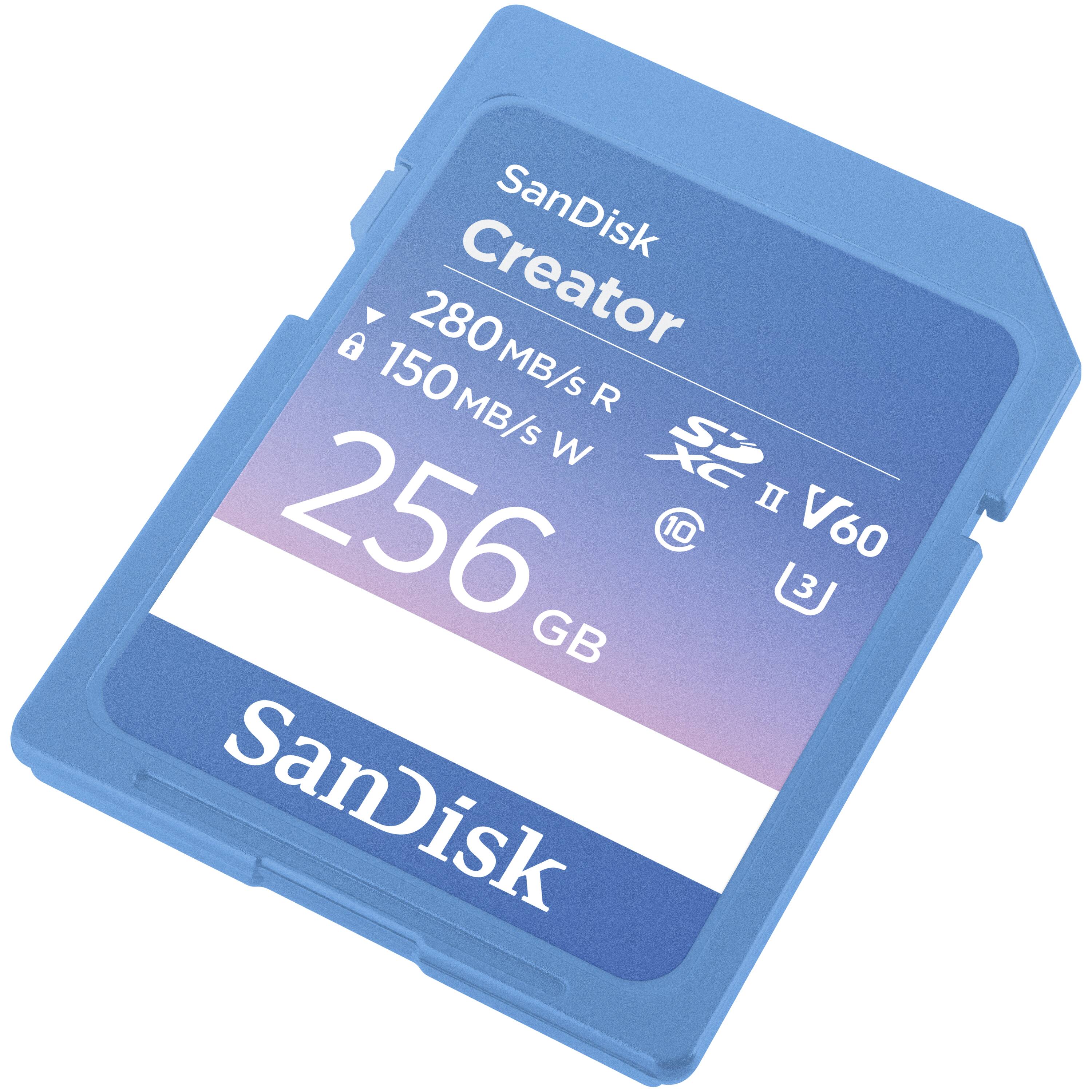 SanDisk Creator
280 MB/s R
150 MB/s W
256 GB
SD II V60
10
3J