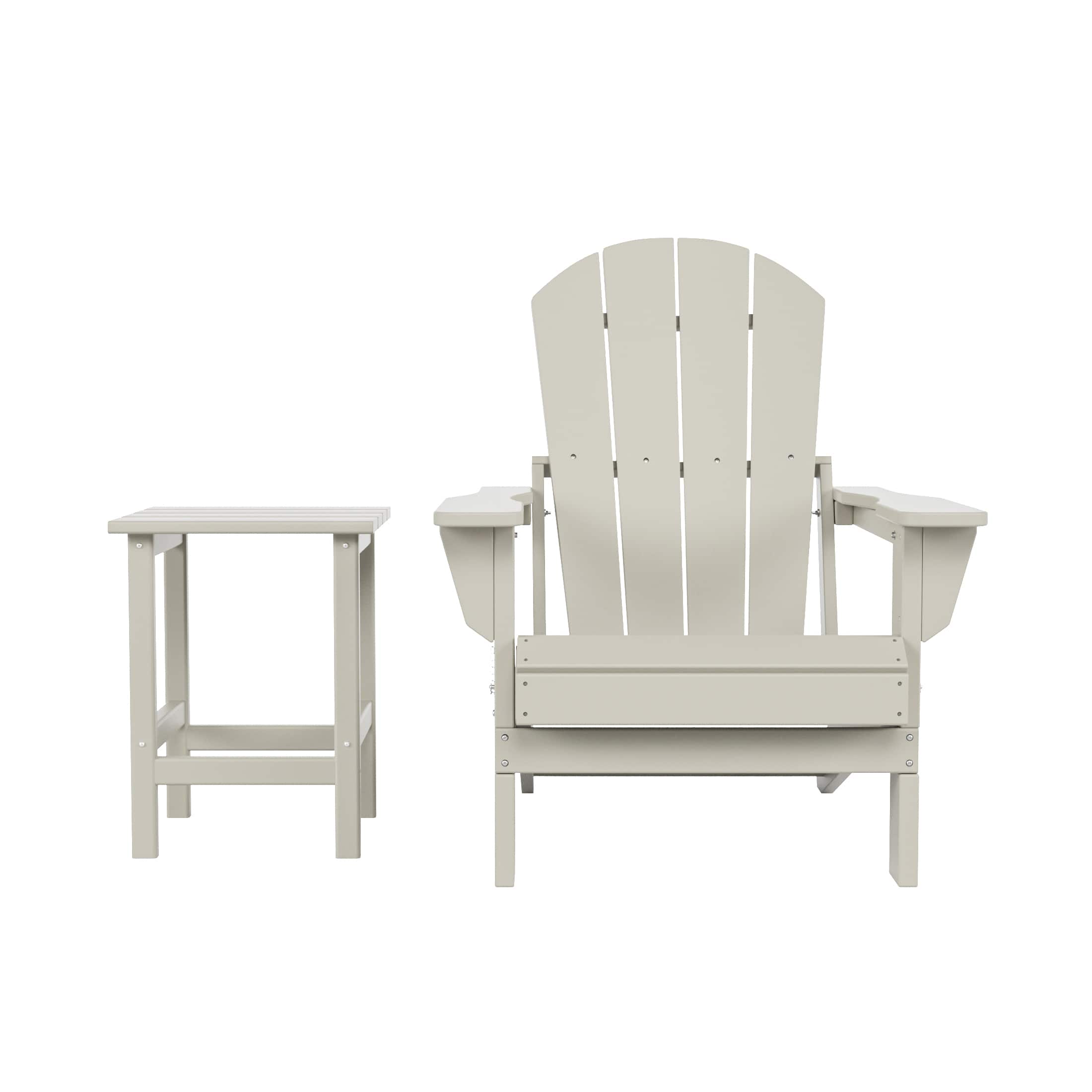 WestinTrends - Malibu 2 piece set outdoor folding Poly Adirondack chair with side table - Sand price history on PriceWatchPro