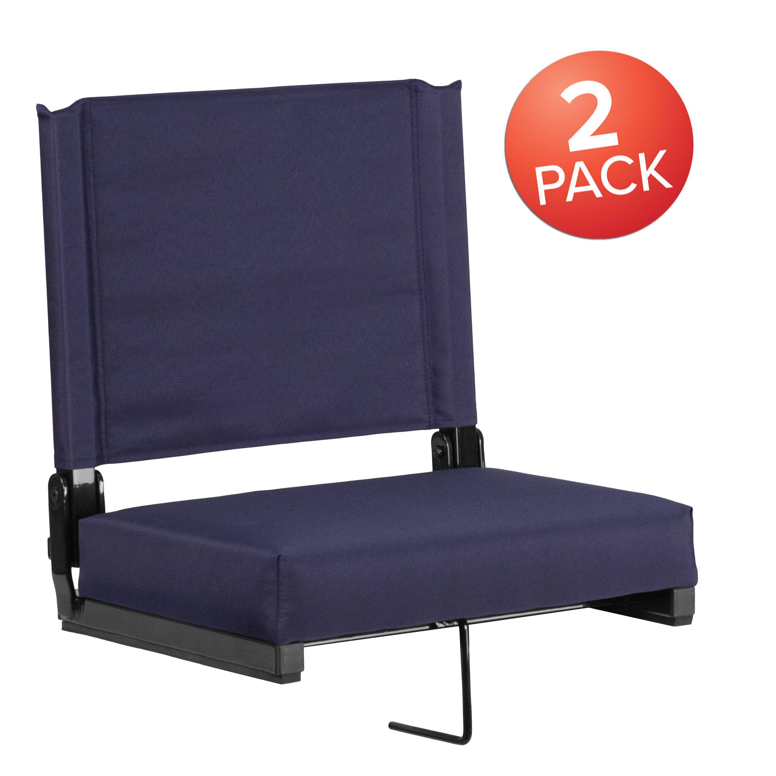 Alt View 1. Emma + Oliver - Set of 2 500 lb. Rated Lightweight Stadium Chair with Ultra-Padded Seat - Navy.