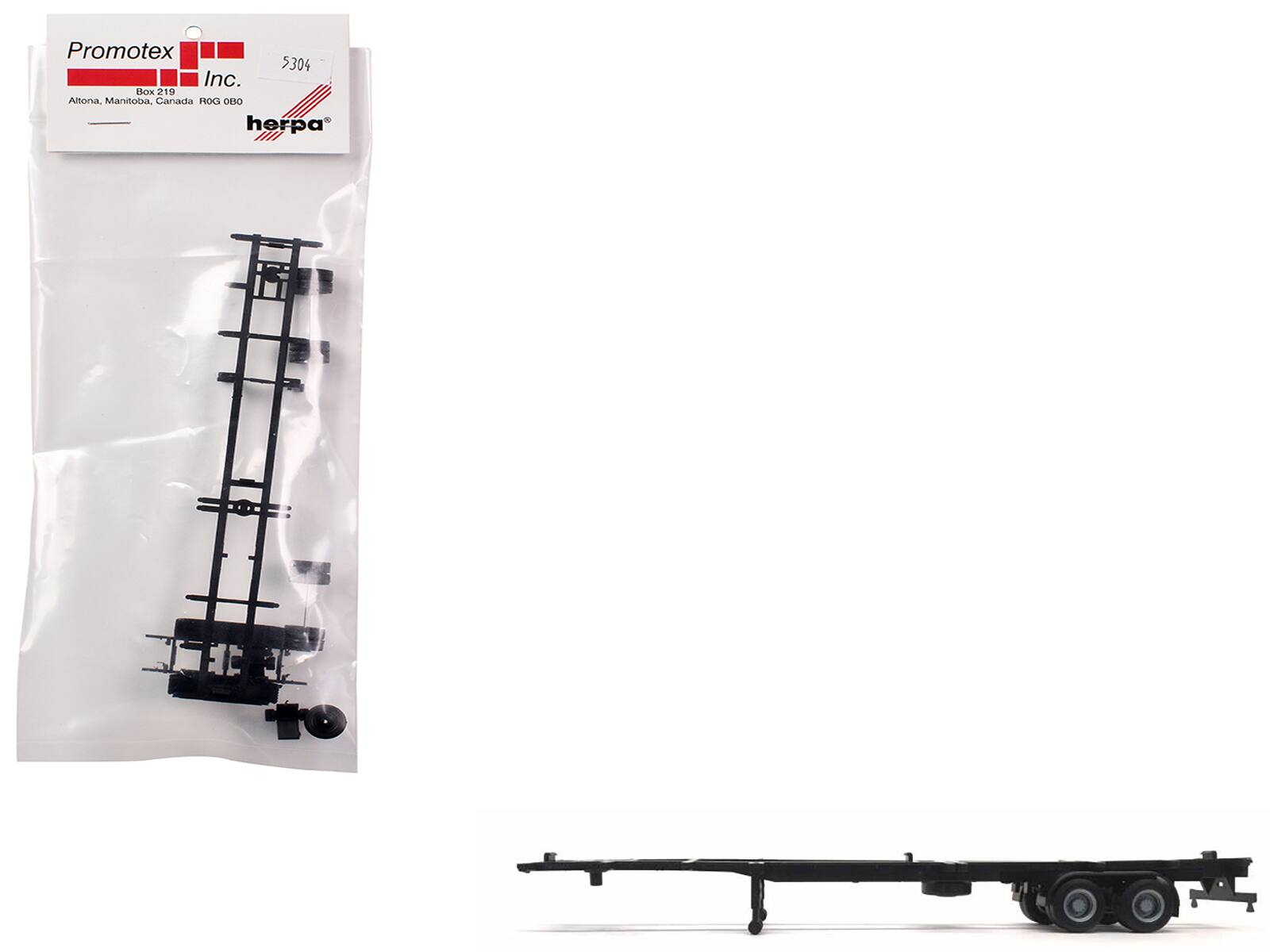 Container Chassis for 2-Axle 48ft Trailer 1/87 (HO) Plastic Model by Promotex - Black